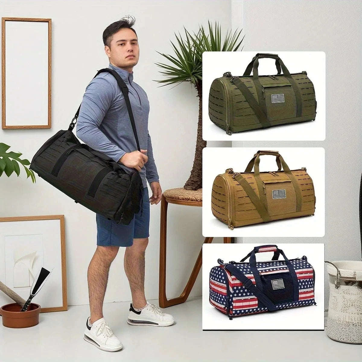 40L Tactical Sports Duffle Bag for Gym, Travel and Daily Use-Green / United Kingdom