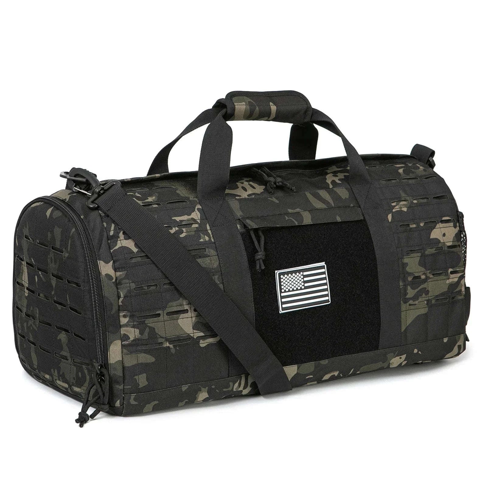 40L Tactical Travel Duffel Bag-Black Camo / United Kingdom