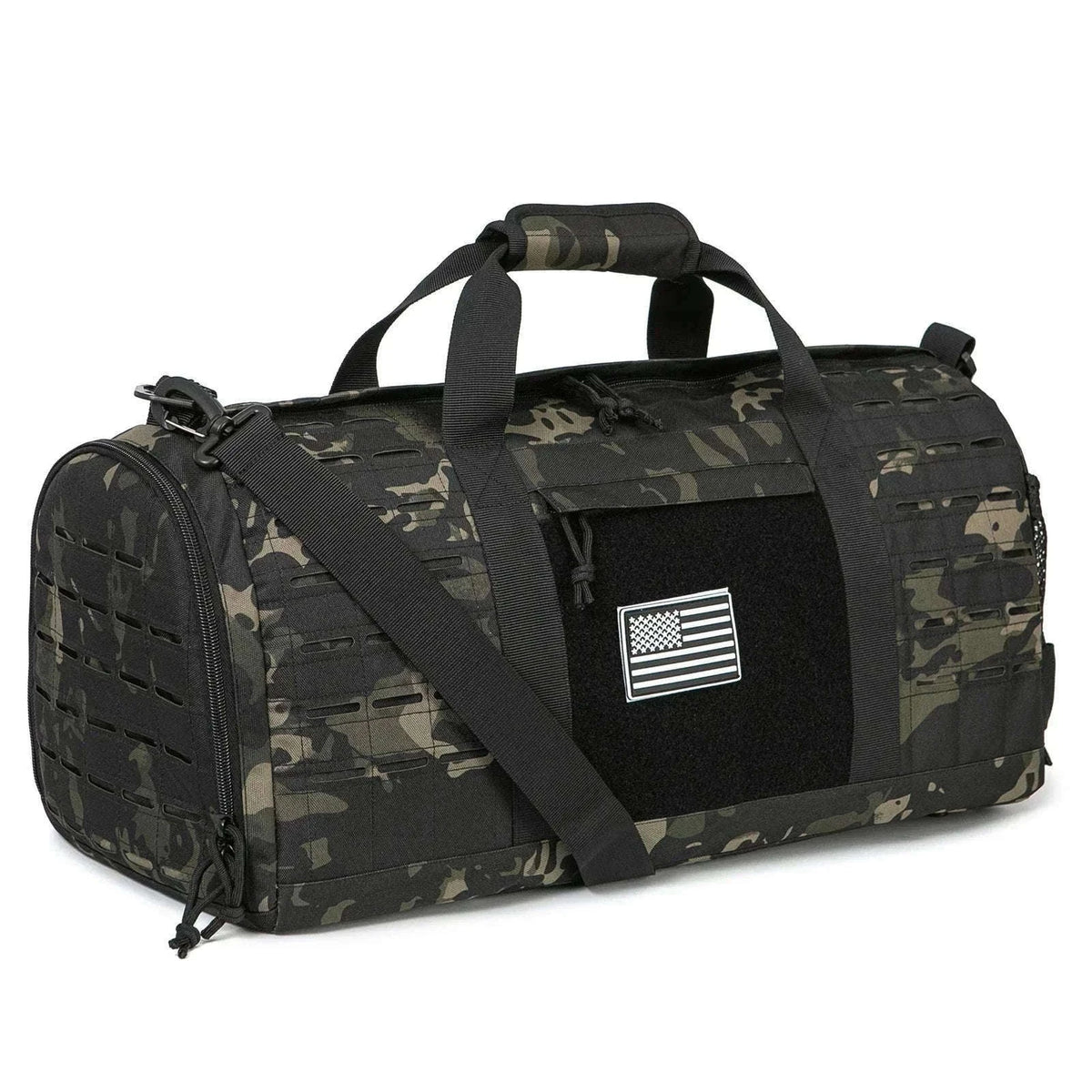 40L Tactical Travel Duffel Bag-Black Camo / United Kingdom