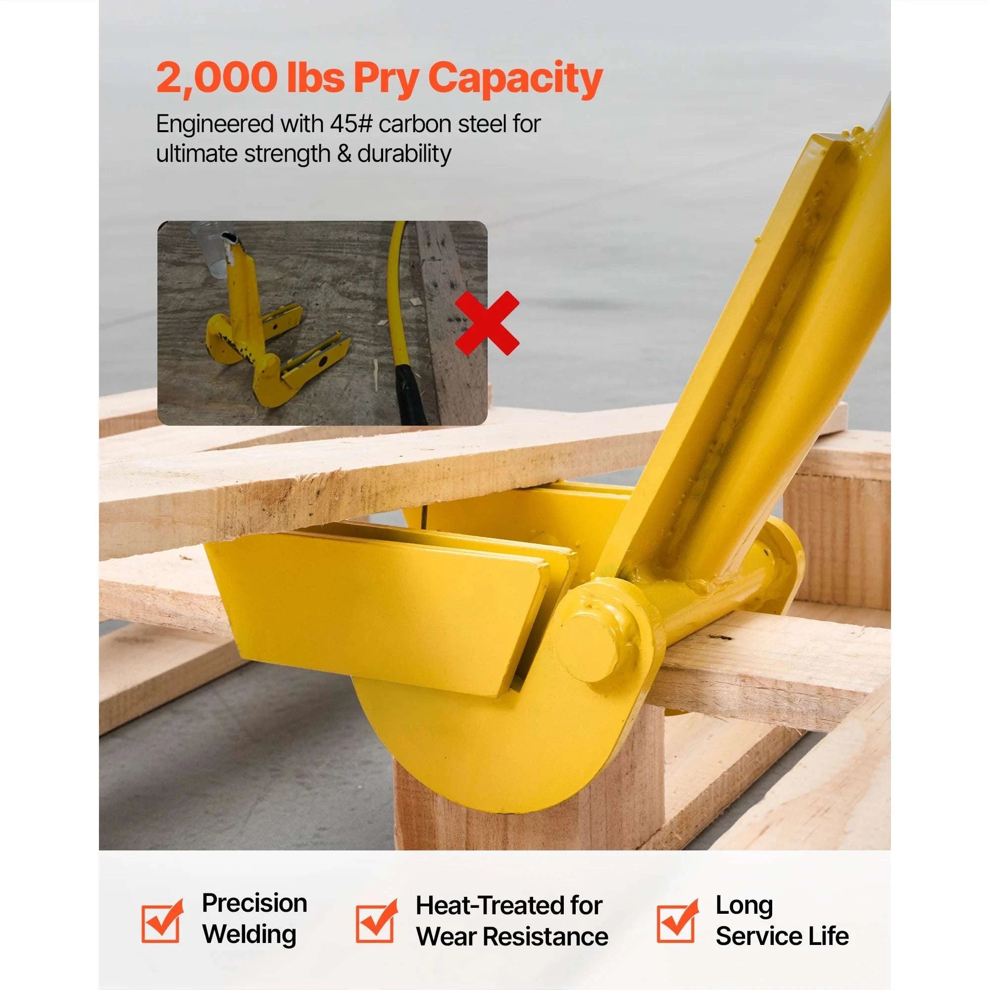 41in Pallet Buster Bar – 2000lb Steel Pry Tool for Deck Board Removal-A / spain