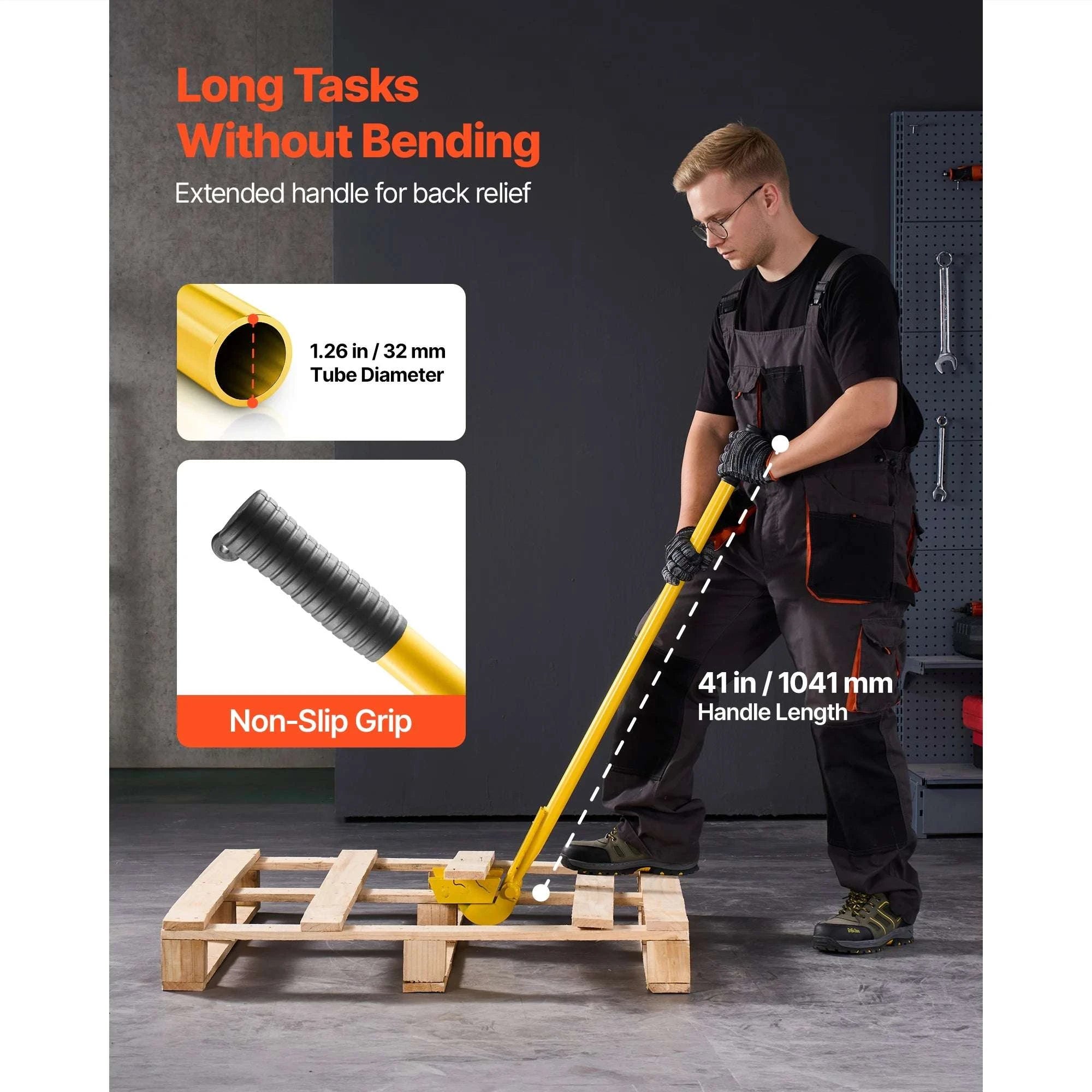 41in Pallet Buster Bar – 2000lb Steel Pry Tool for Deck Board Removal-A / spain