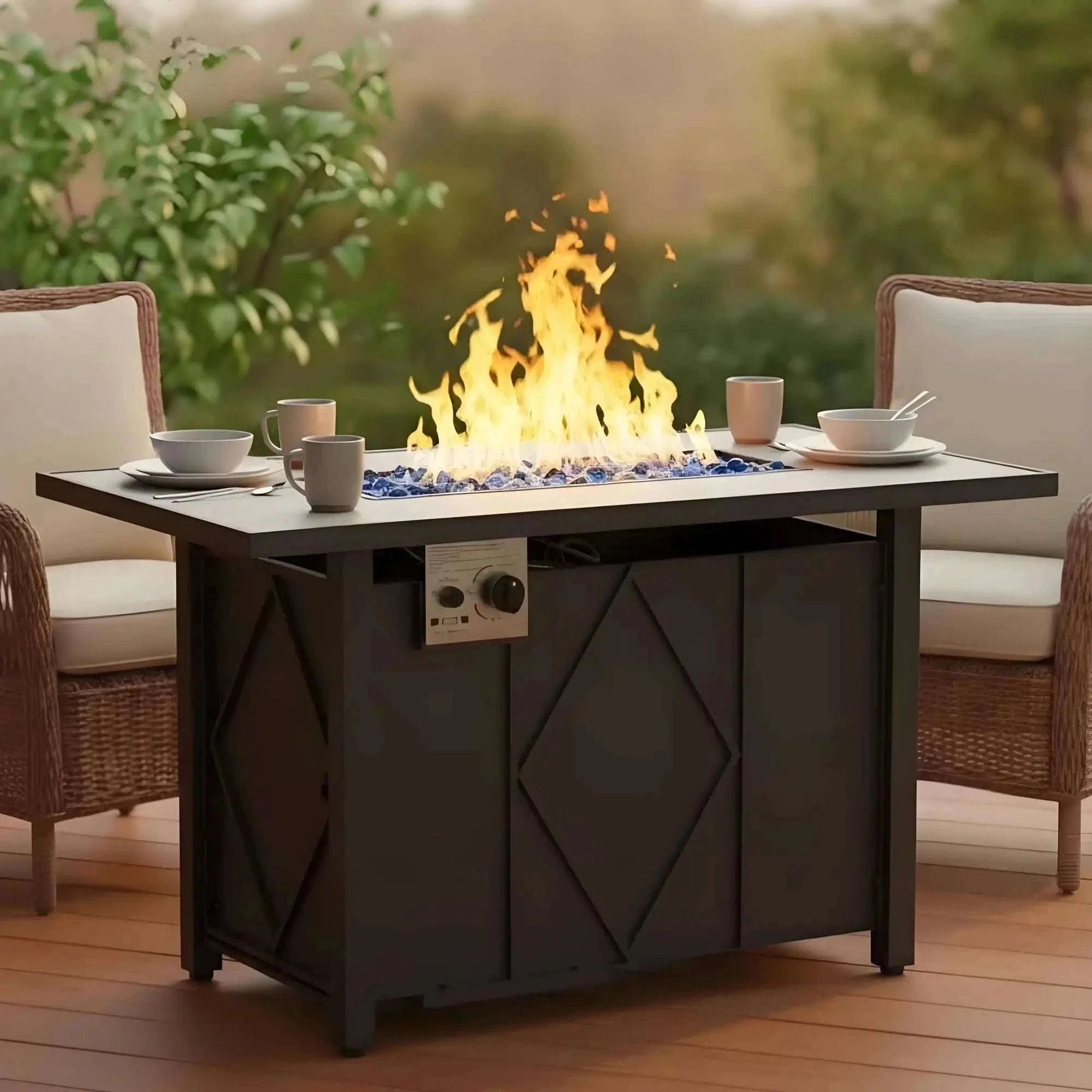 43-Inch Propane Fire Pit Table 50,000 BTU Outdoor Patio Heater-black / United States