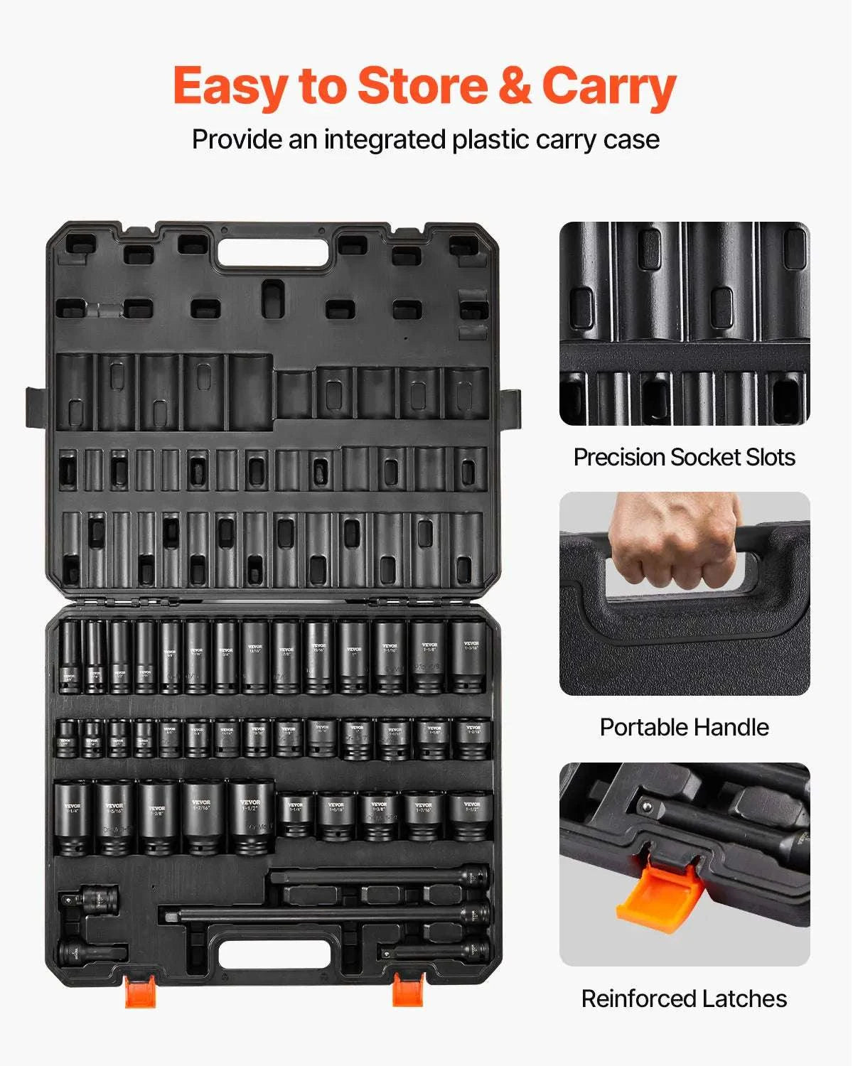 43-Piece 1/2" Drive Impact Socket Set SAE Deep & Shallow-United States
