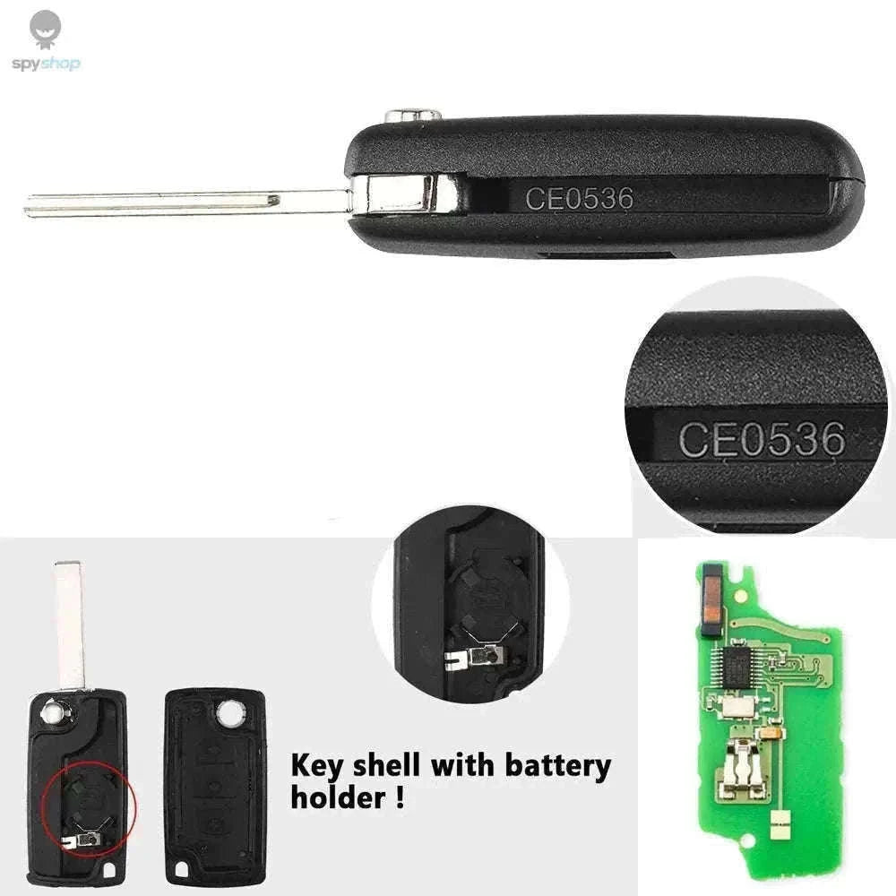 433MHz Flip Remote Car Key for Citroen & Peugeot Models-2BTN HU83 CE0523 / ASK For Citroen