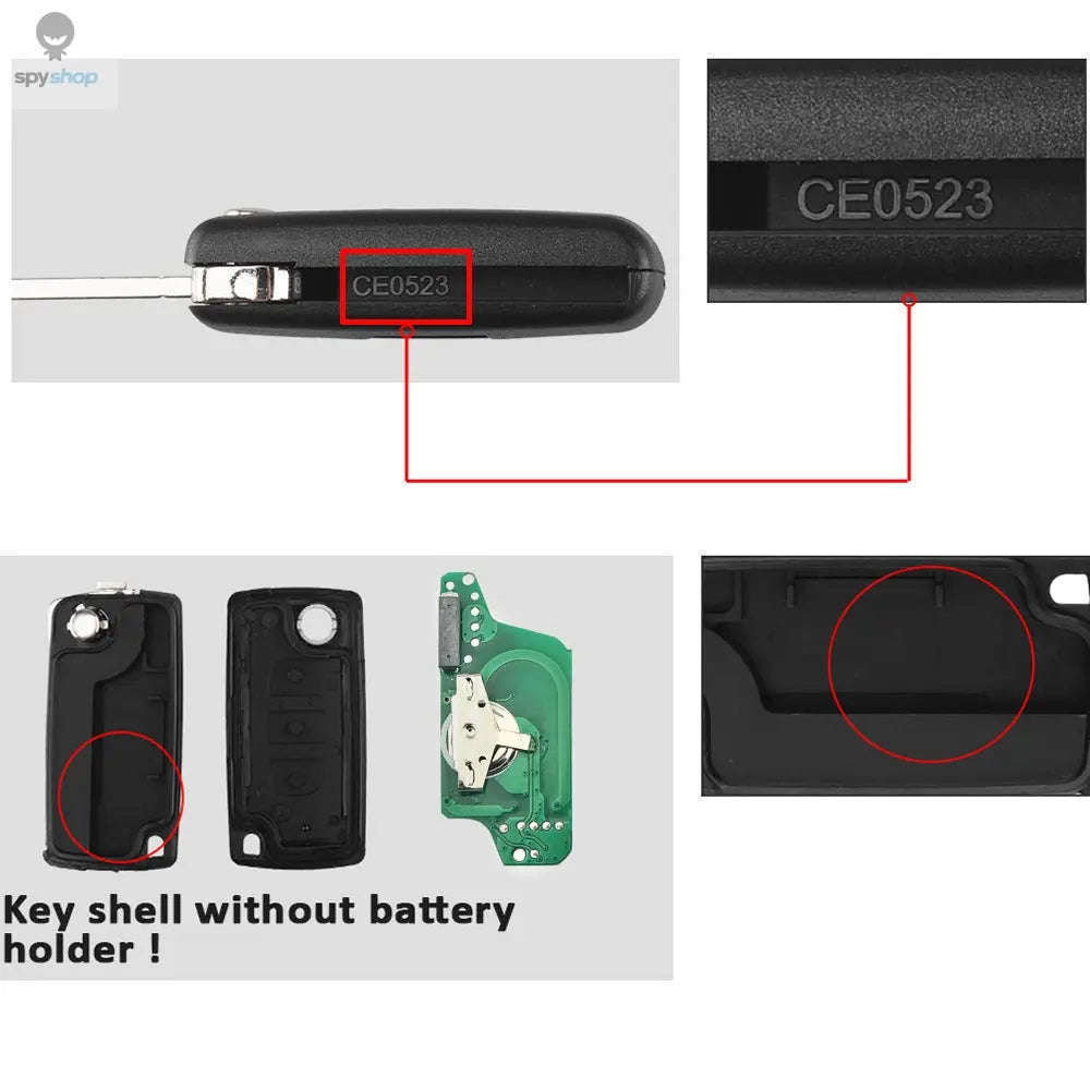 433MHz Flip Remote Car Key for Citroen & Peugeot Models-2BTN HU83 CE0523 / ASK For Citroen