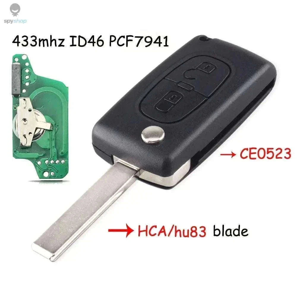 433MHz Flip Remote Car Key for Citroen & Peugeot Models-2BTN HU83 CE0523 / ASK For Citroen