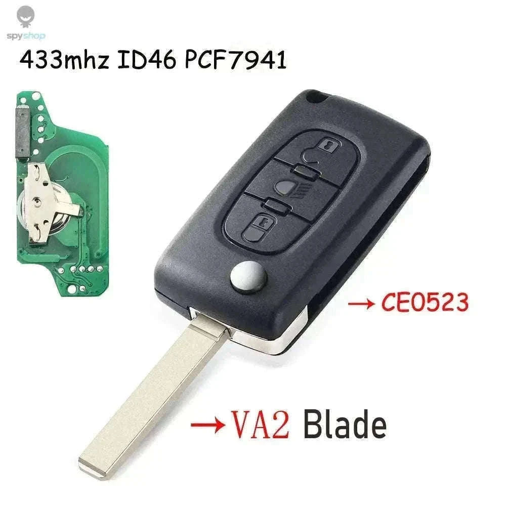 433MHz Flip Remote Car Key for Citroen & Peugeot Models-2BTN HU83 CE0523 / ASK For Citroen