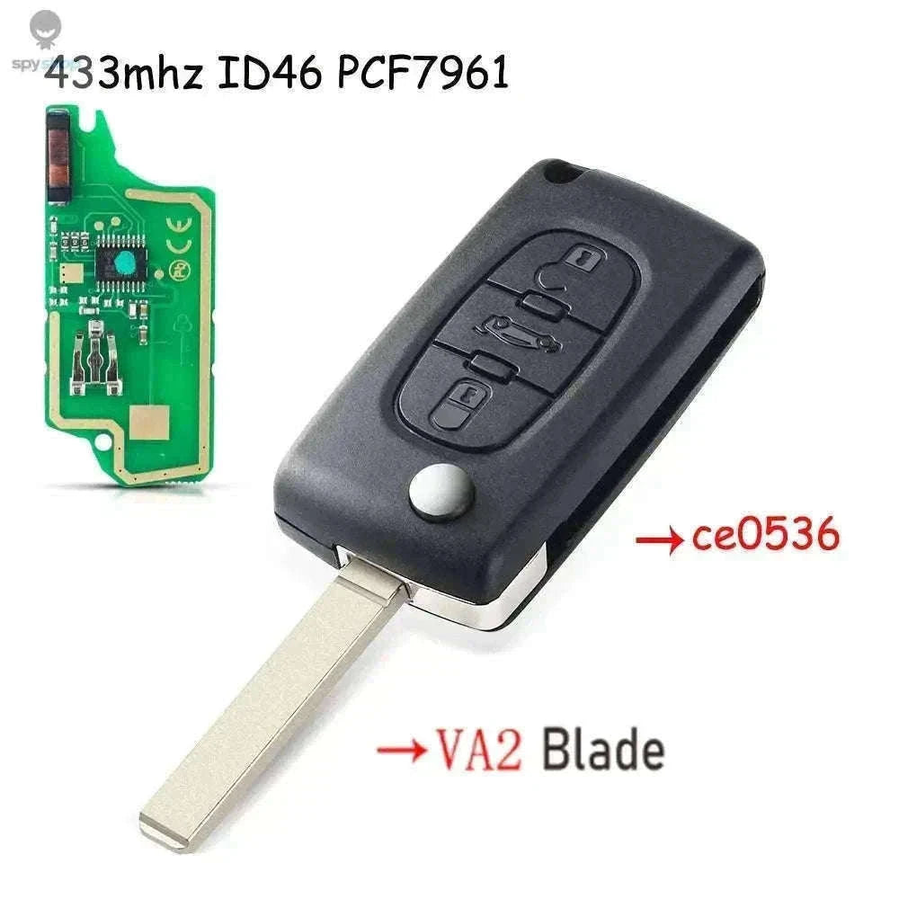 433MHz Flip Remote Car Key for Citroen & Peugeot Models-2BTN HU83 CE0523 / ASK For Citroen