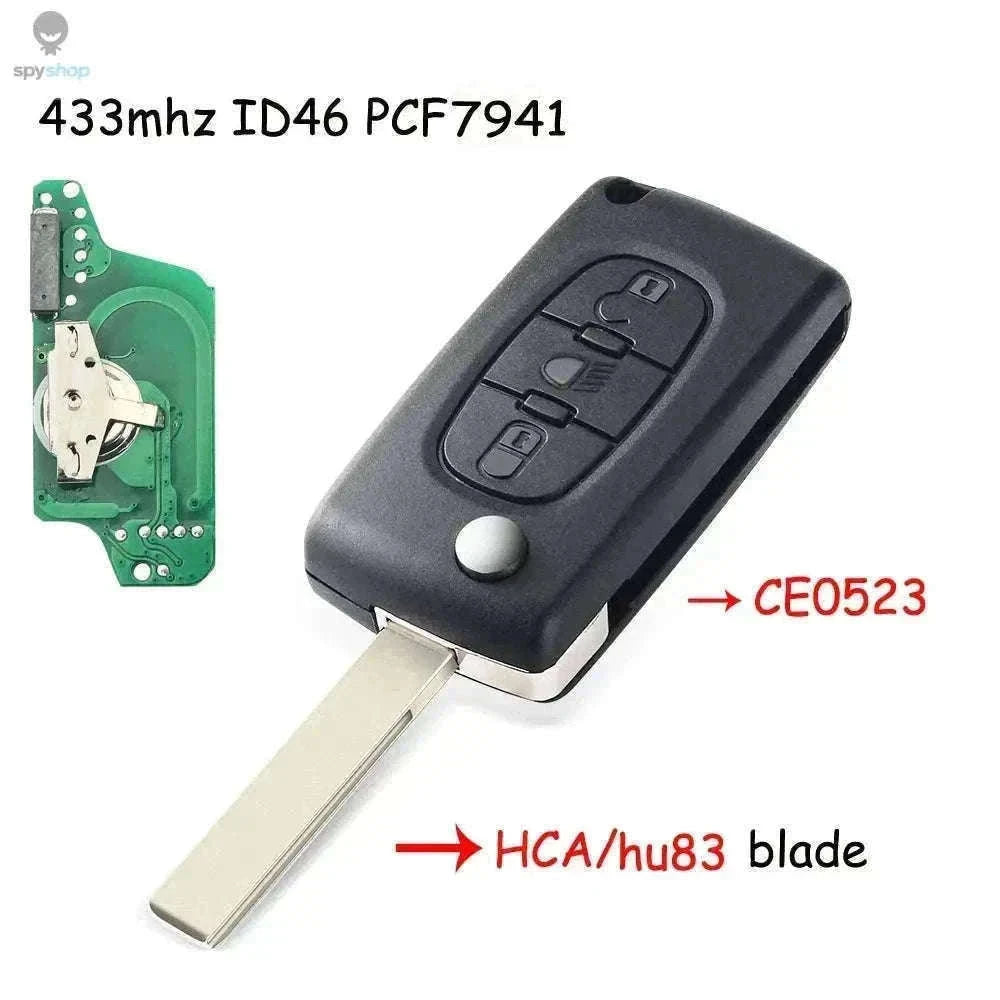 433MHz Flip Remote Car Key for Citroen & Peugeot Models-2BTN HU83 CE0523 / ASK For Citroen