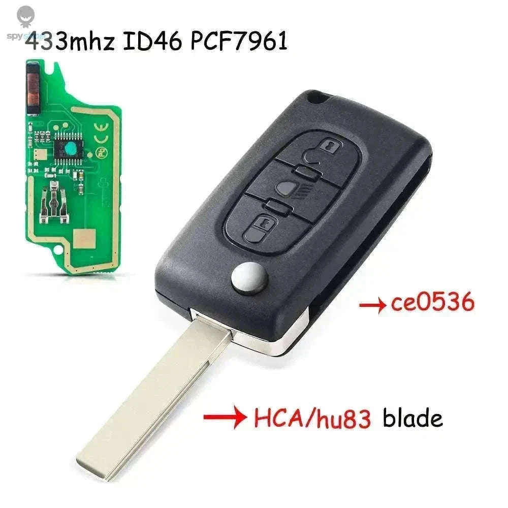 433MHz Flip Remote Car Key for Citroen & Peugeot Models-2BTN HU83 CE0523 / ASK For Citroen