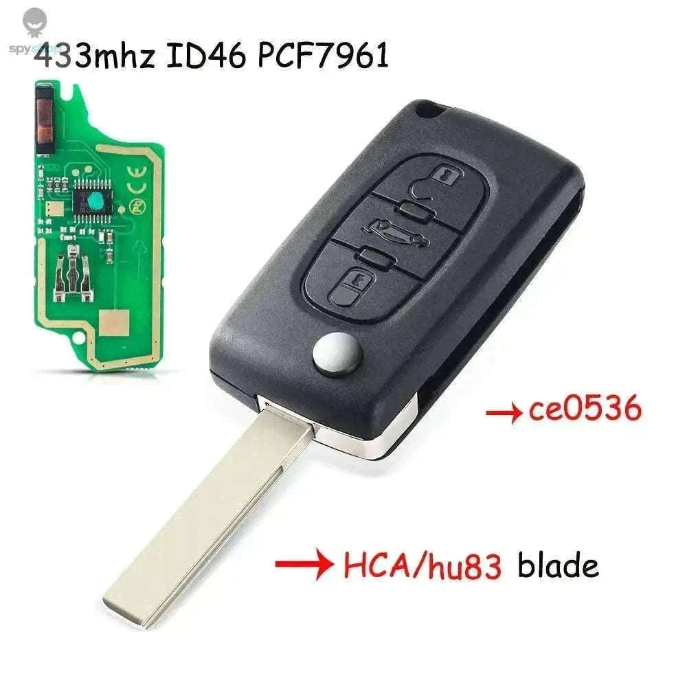 433MHz Flip Remote Car Key for Citroen & Peugeot Models-2BTN HU83 CE0523 / ASK For Citroen