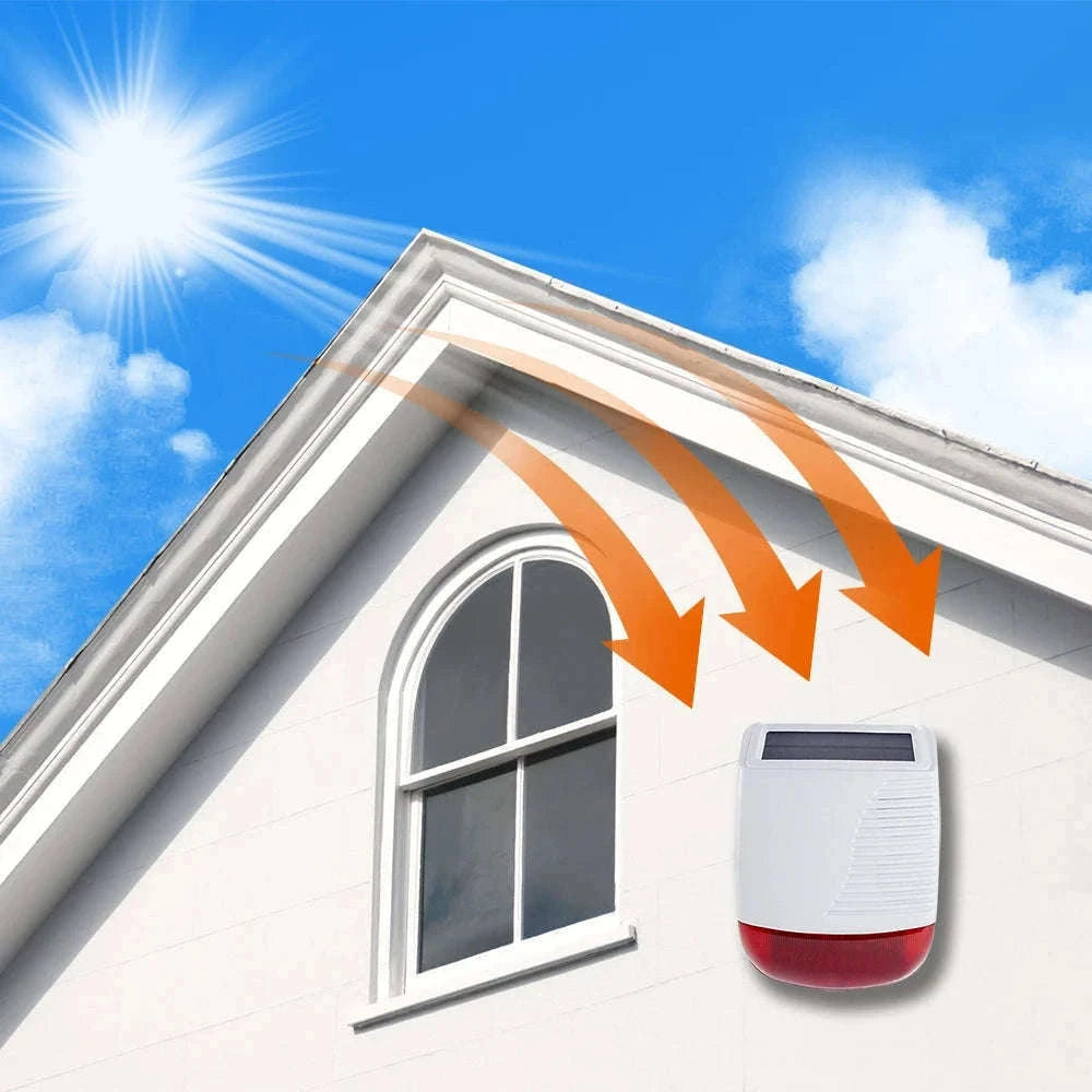 433MHz Outdoor Solar Wireless Siren for Perimeter Security-Red