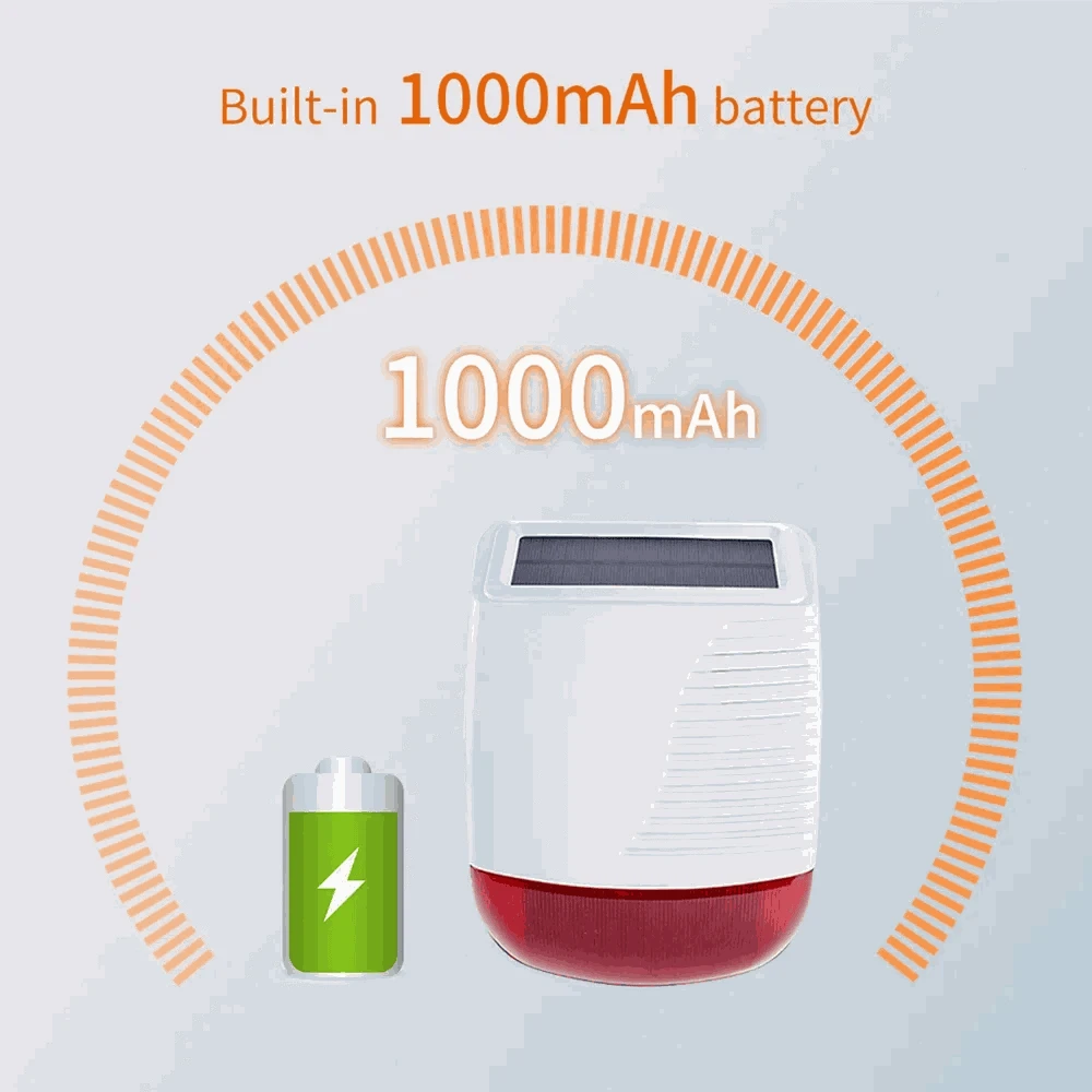 433MHz Outdoor Solar Wireless Siren for Perimeter Security-Red