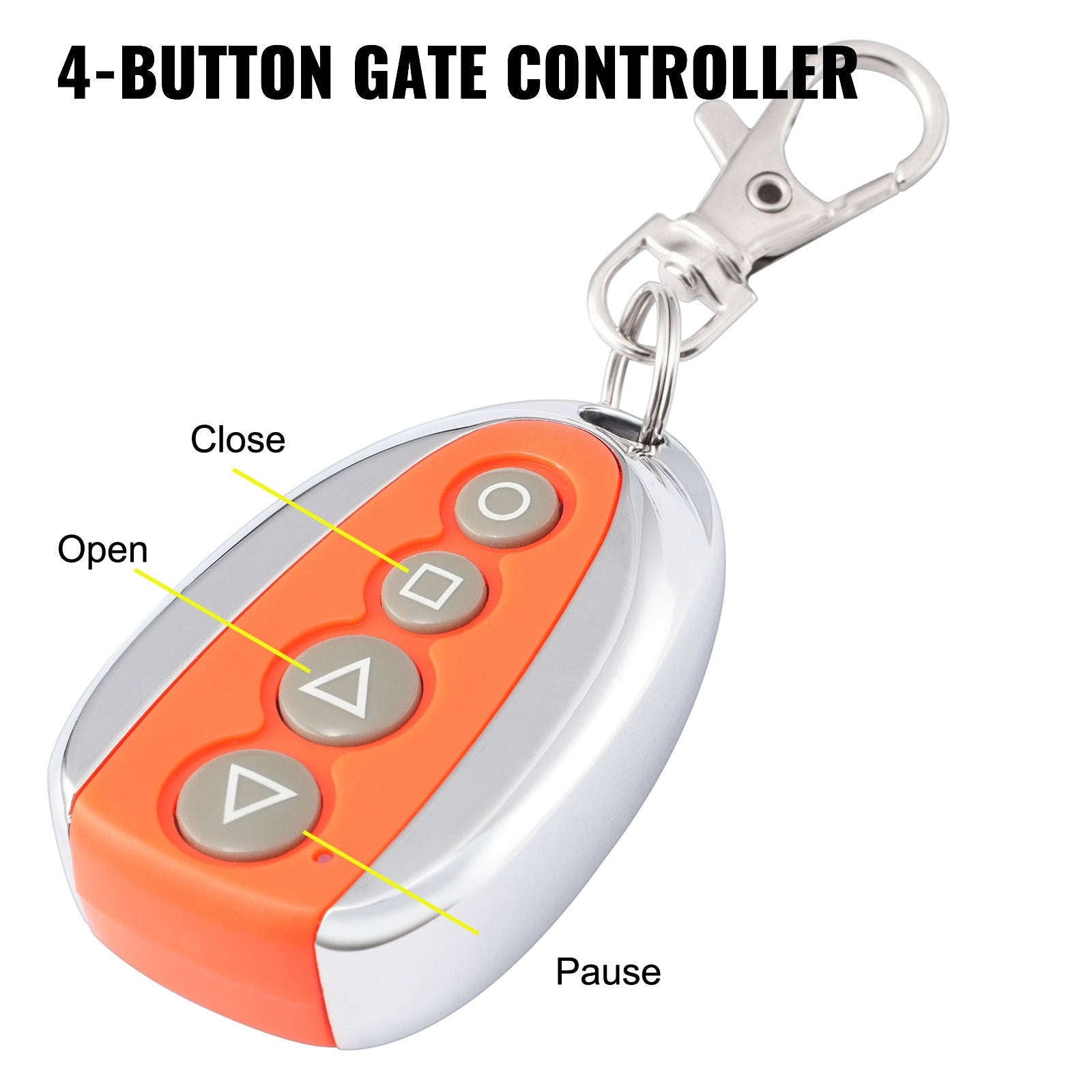 433MHz Sliding Gate Remote with 4 Buttons & 131ft Range-Orange / United States