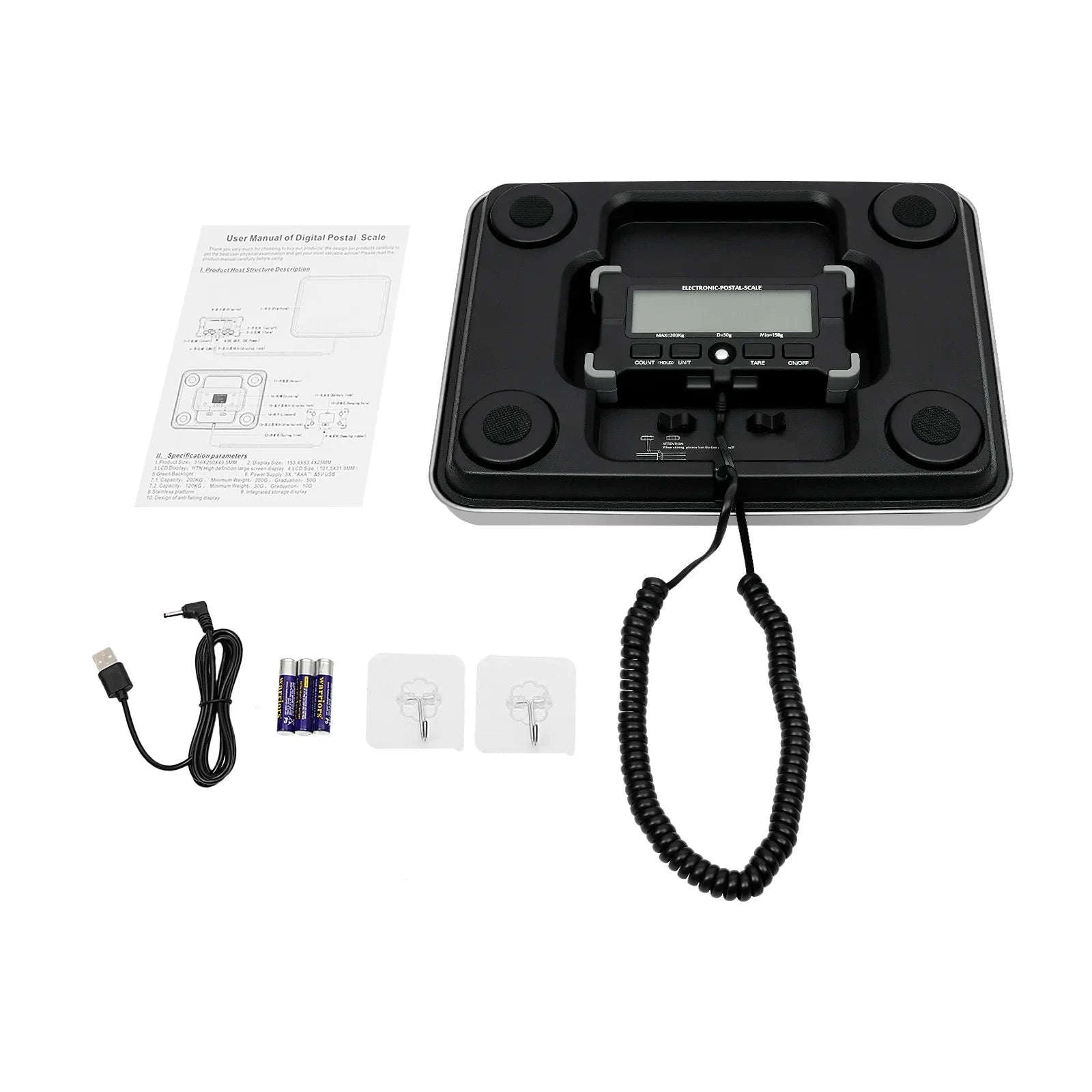 440 lb Heavy Duty Postal Package Scale with LCD Display-United States / black