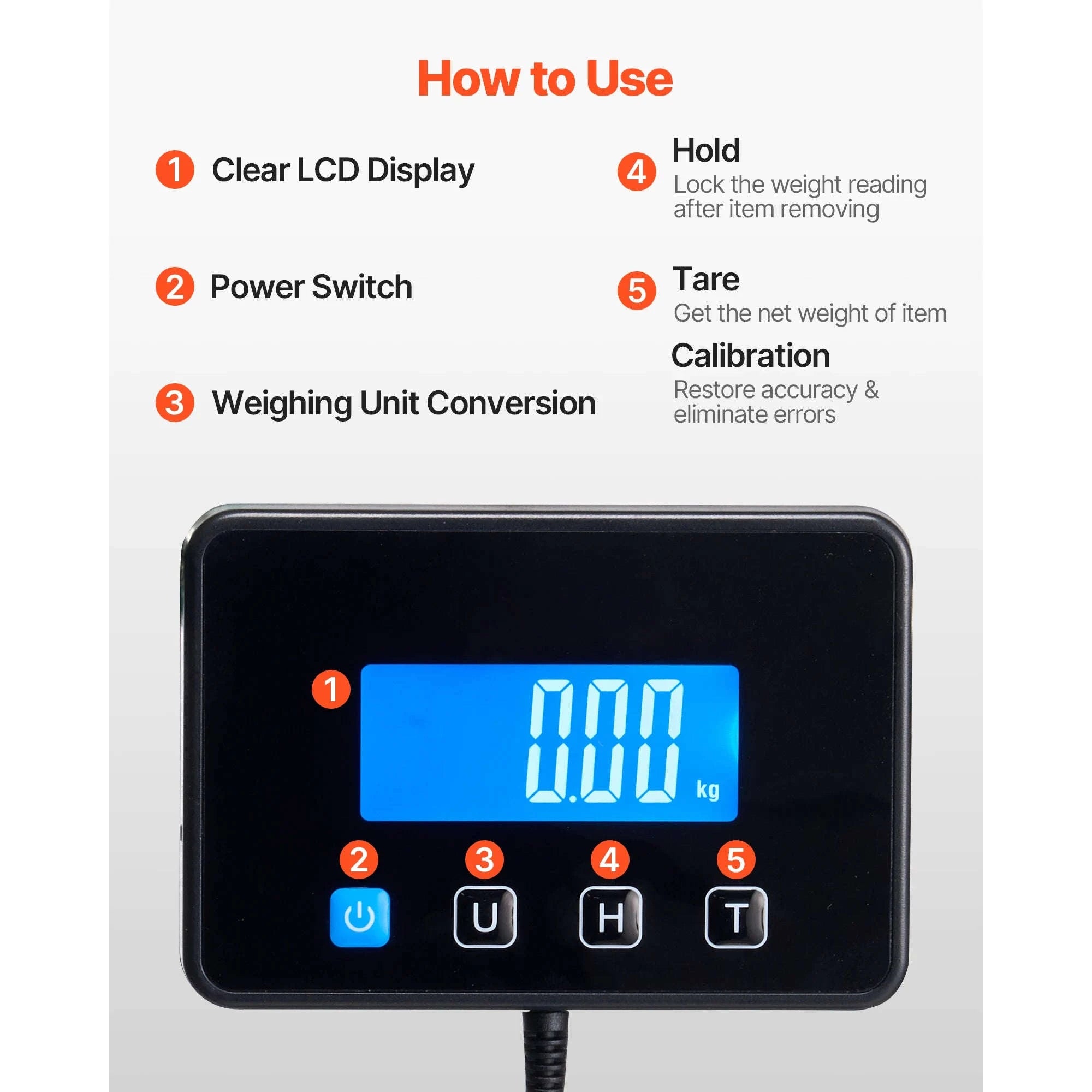 440 lbs Digital Postal Scale with Hold and Tare Function-440LBS / United States