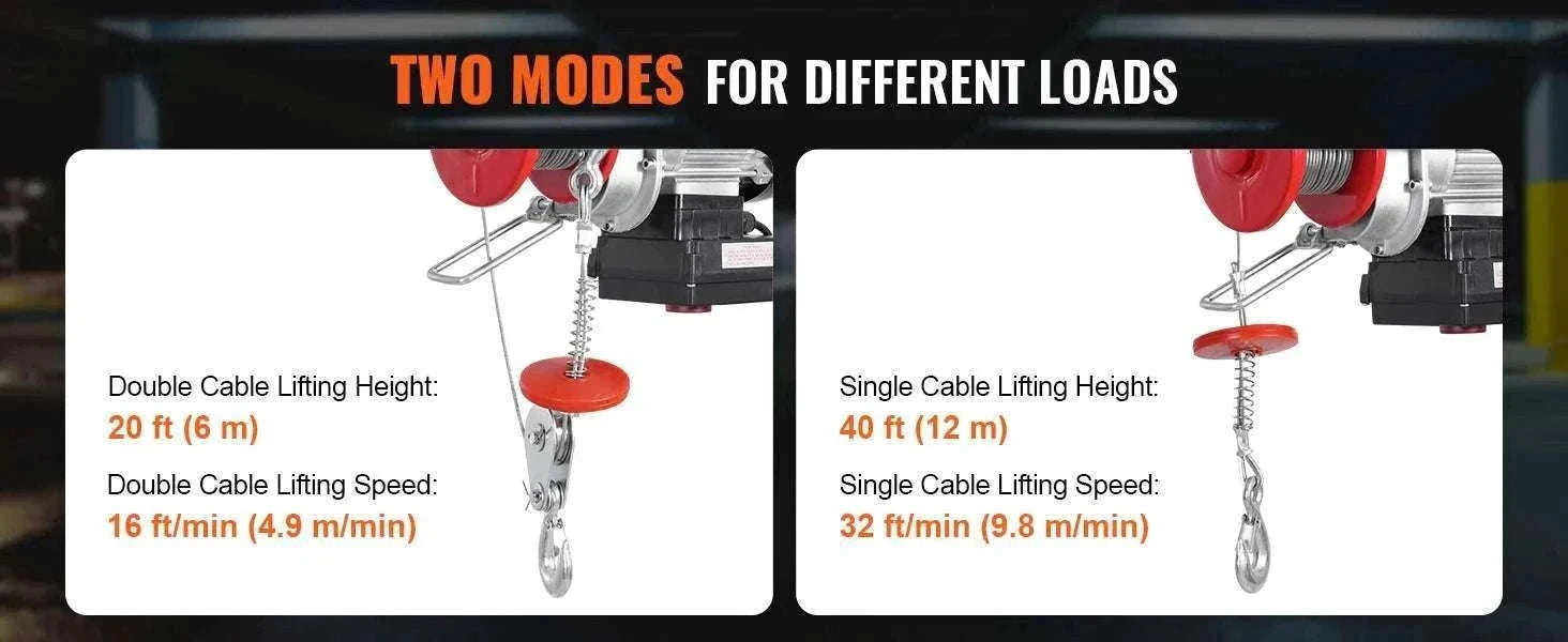 440lb Wireless Electric Hoist with Remote, 40ft/20ft Lift System-440lbs / GERMANY