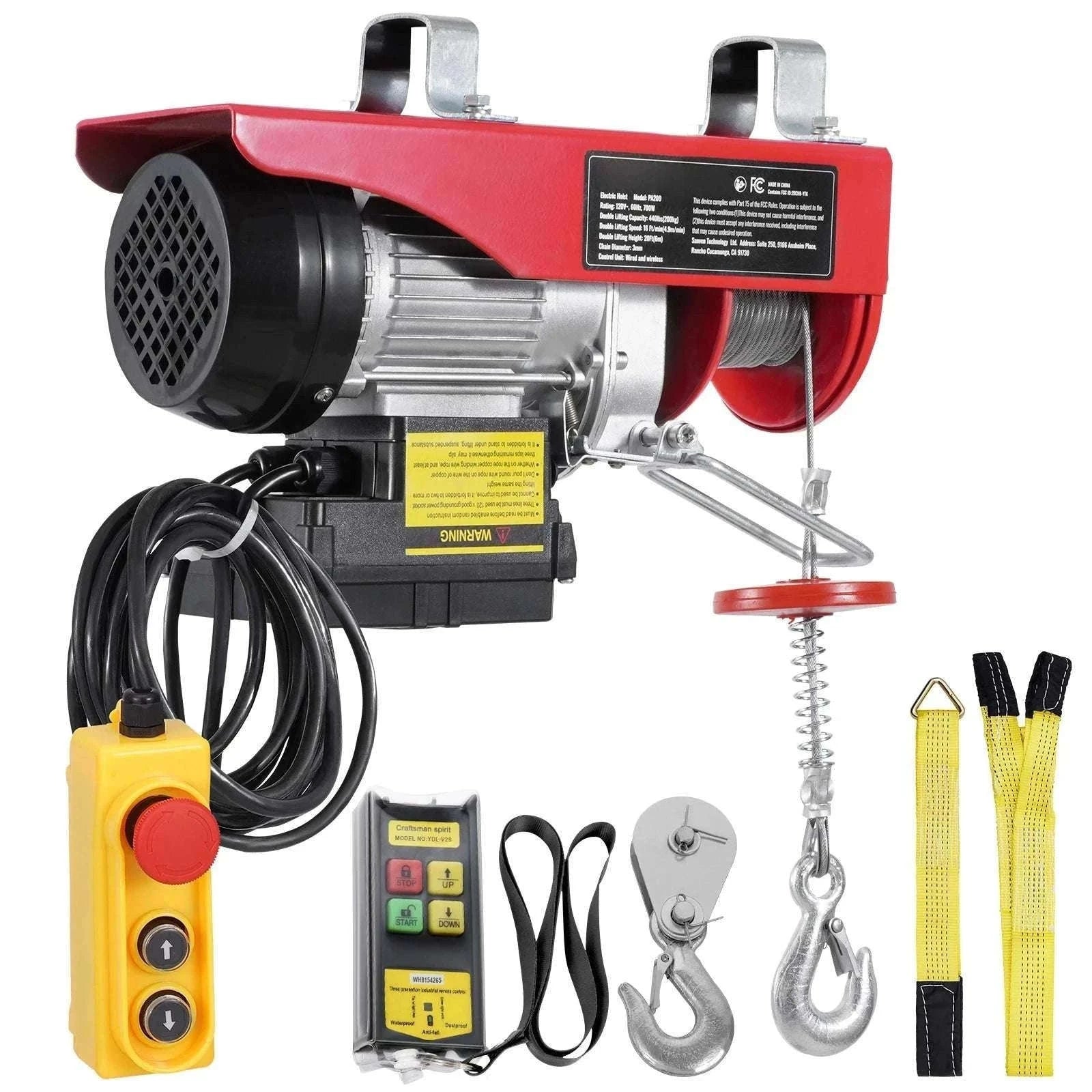 440lb Wireless Electric Hoist with Remote, 40ft/20ft Lift System-440lbs / GERMANY