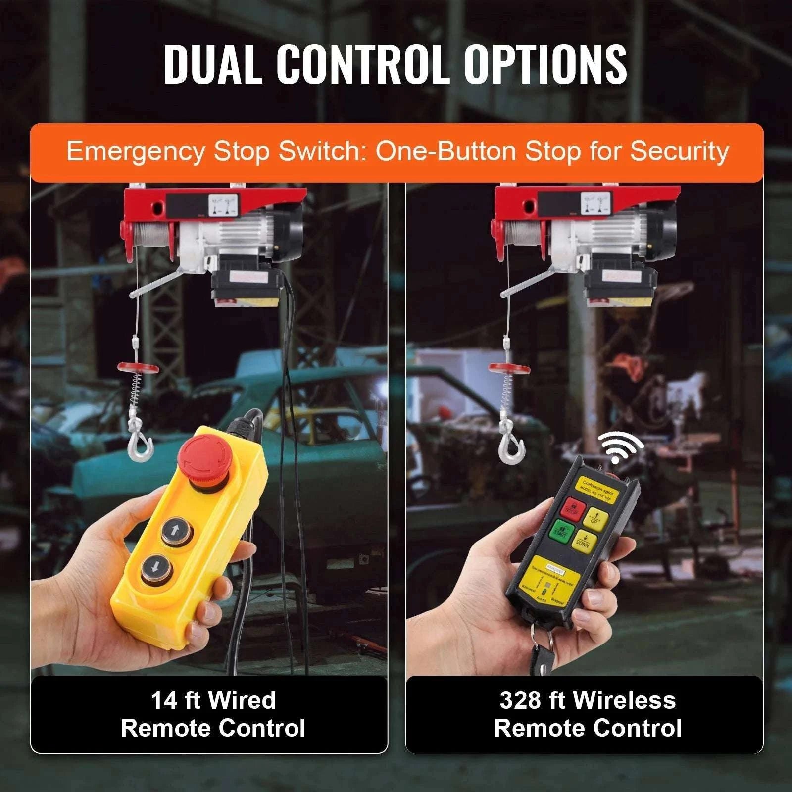440lb Wireless Electric Hoist with Remote, 40ft/20ft Lift System-440lbs / GERMANY