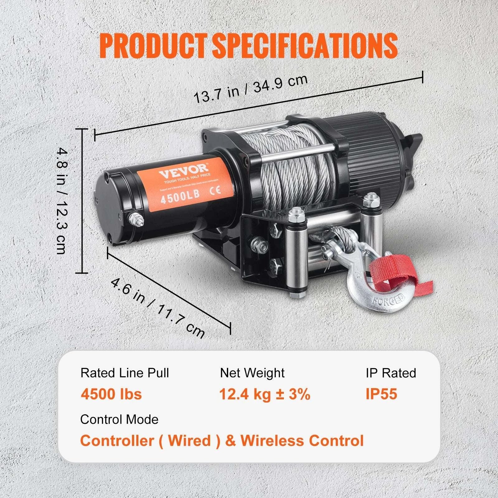4500lb Electric Winch with Wireless Remote for ATV UTV Truck-Nylon rope / United States