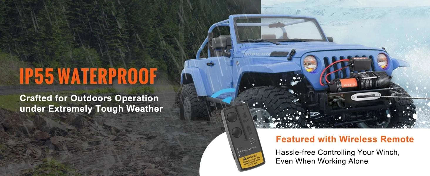 4500lb Electric Winch with Wireless Remote for ATV UTV Truck-Nylon rope / United States