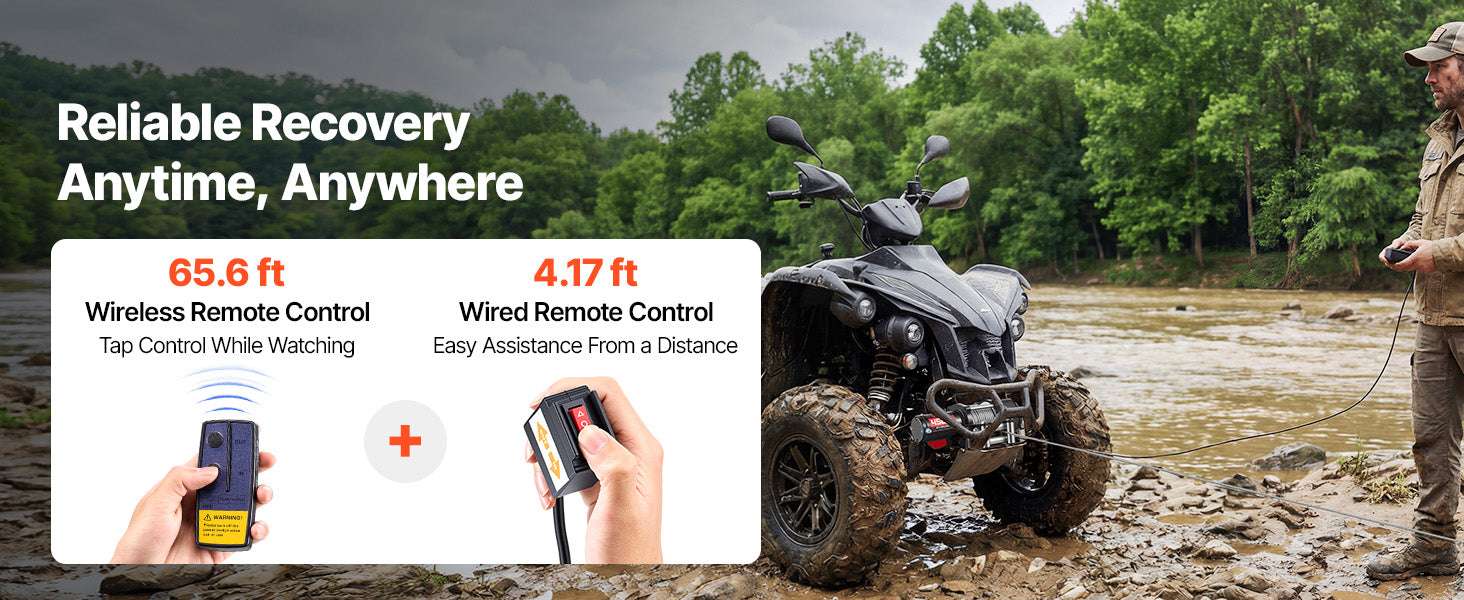 4500LBS 12V ATV/UTV Electric Winch with Steel Cable & Remote Control-4500LBS / United States