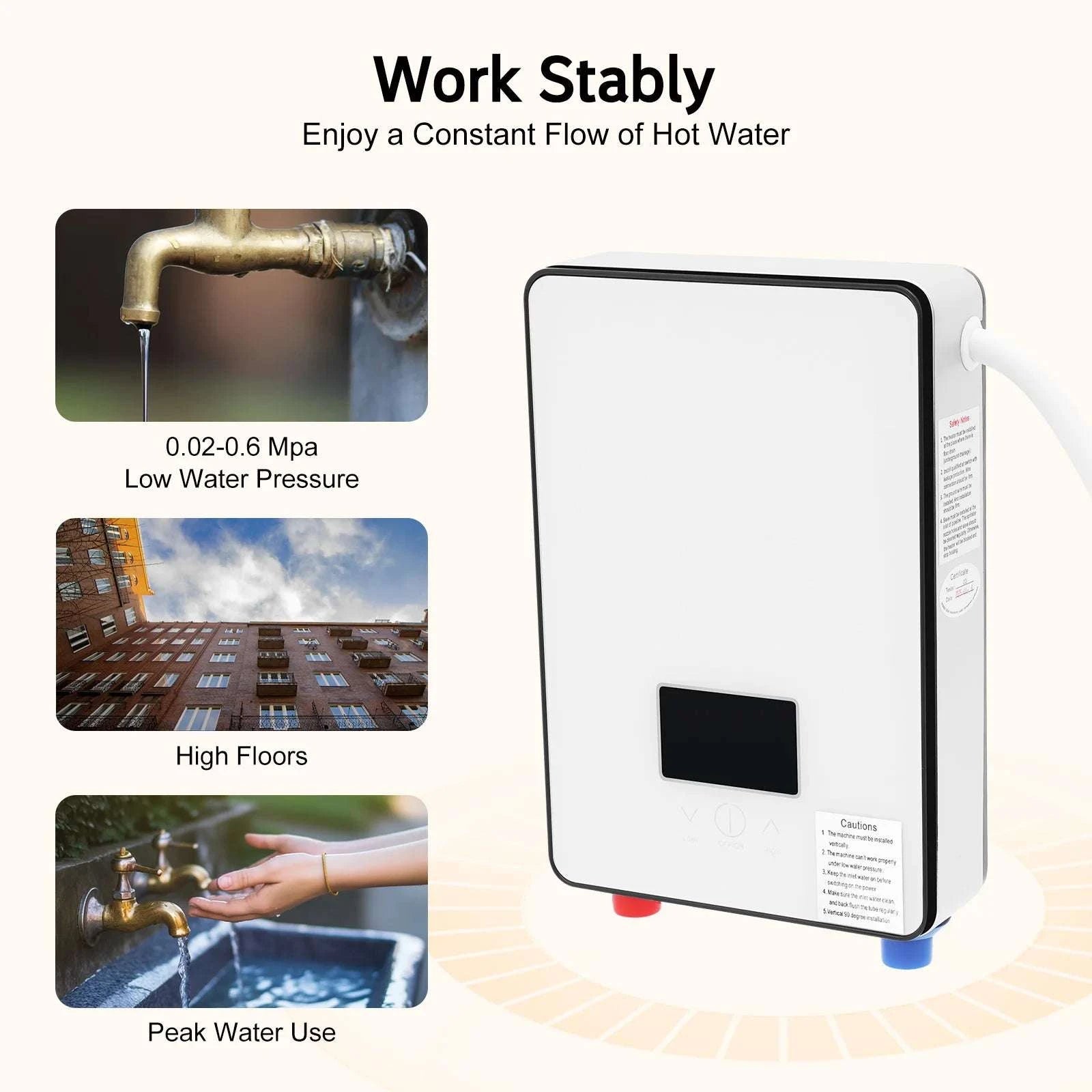 4500W Instant Electric Water Heater with LED Touch & Shower Kit-white / United States