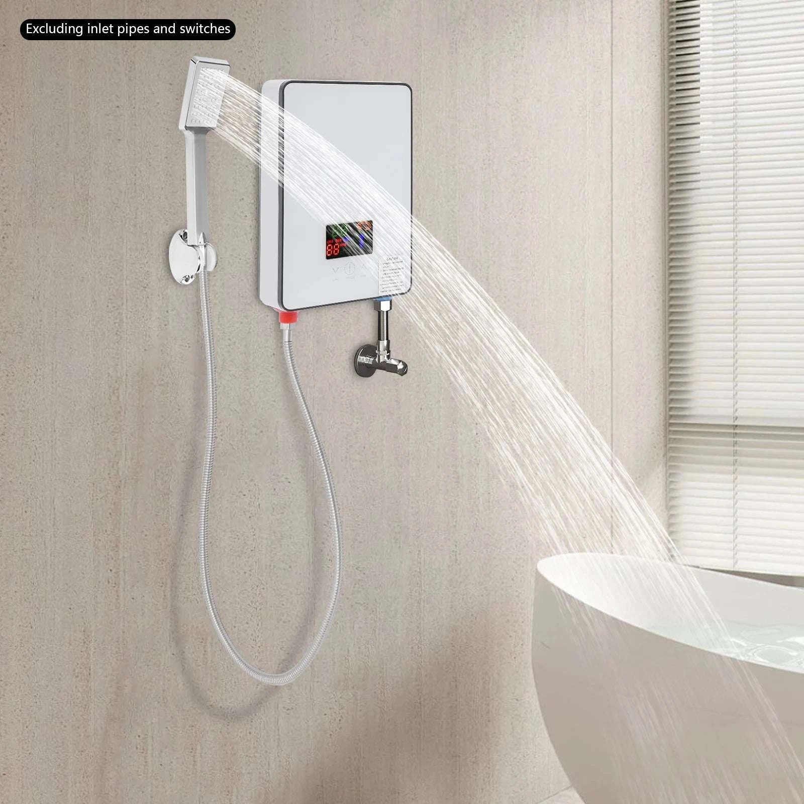 4500W Instant Electric Water Heater with LED Touch & Shower Kit-white / United States