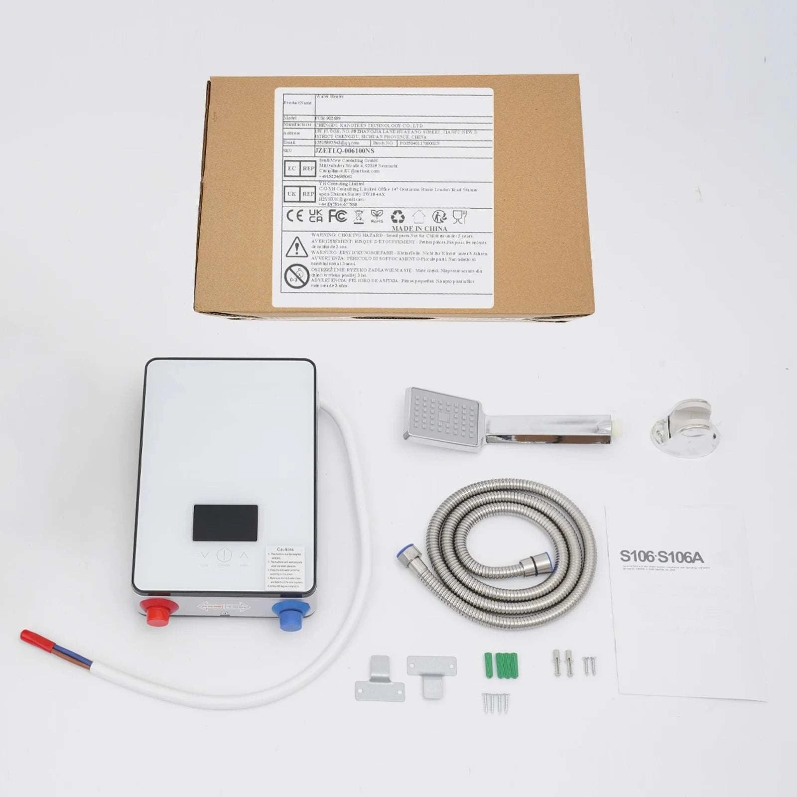 4500W Instant Electric Water Heater with LED Touch & Shower Kit-white / United States