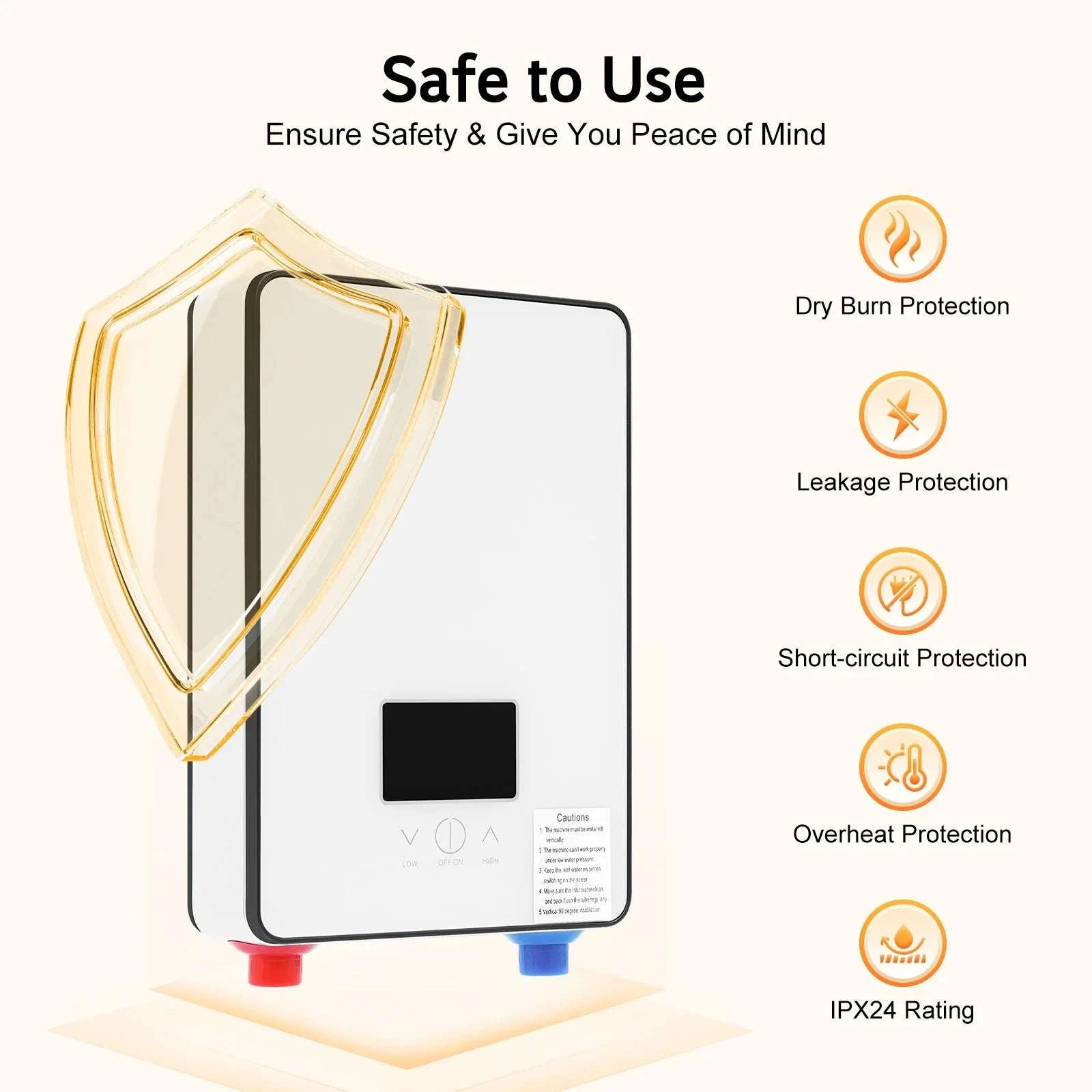 4500W Instant Electric Water Heater with LED Touch & Shower Kit-white / United States