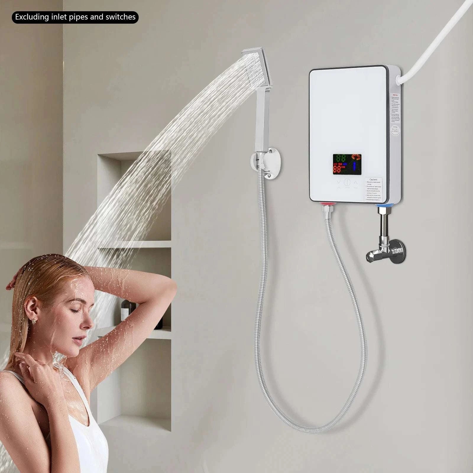 4500W Instant Electric Water Heater with LED Touch & Shower Kit-white / United States