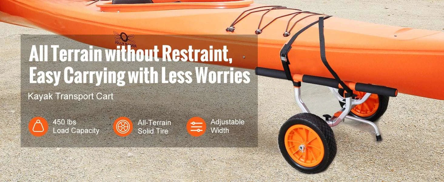 450lbs Kayak Cart with 12'' Solid Tires & Adjustable Width-GERMANY