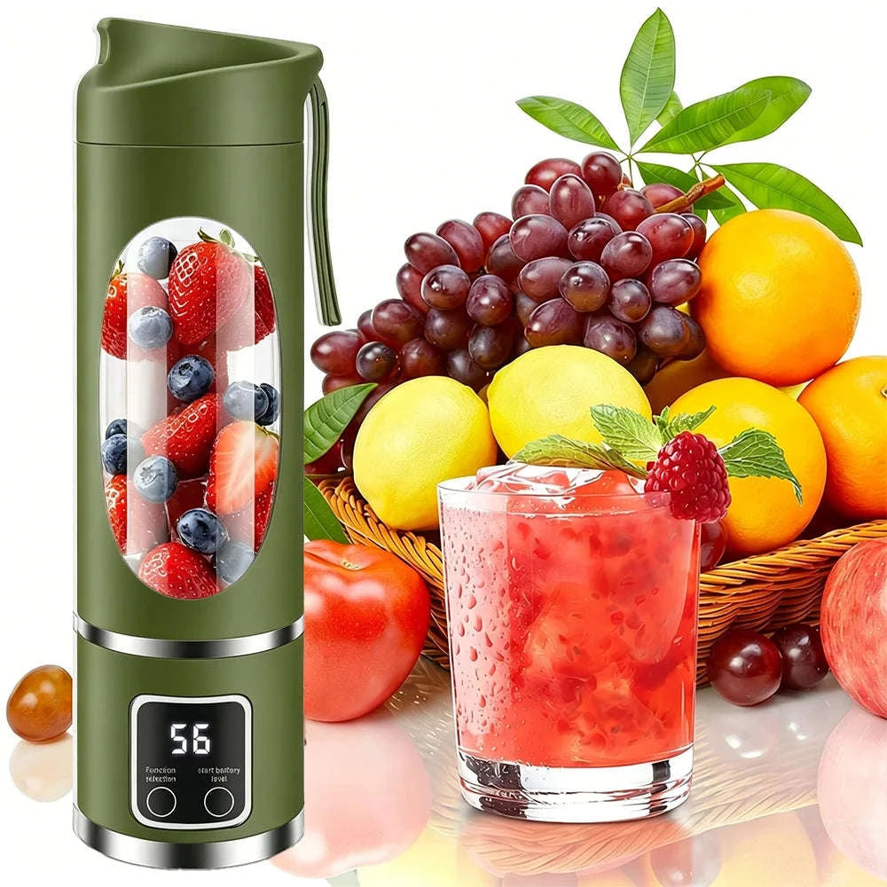 450ml Portable Juicer Blender Cup with 12 Stainless Steel Blades-Blue / United States