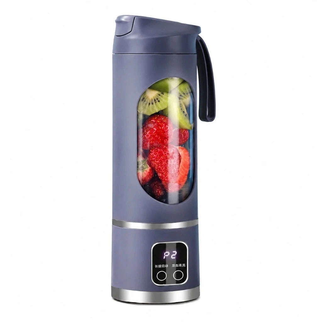 450ml Portable Juicer Blender Cup with 12 Stainless Steel Blades-Blue / United States