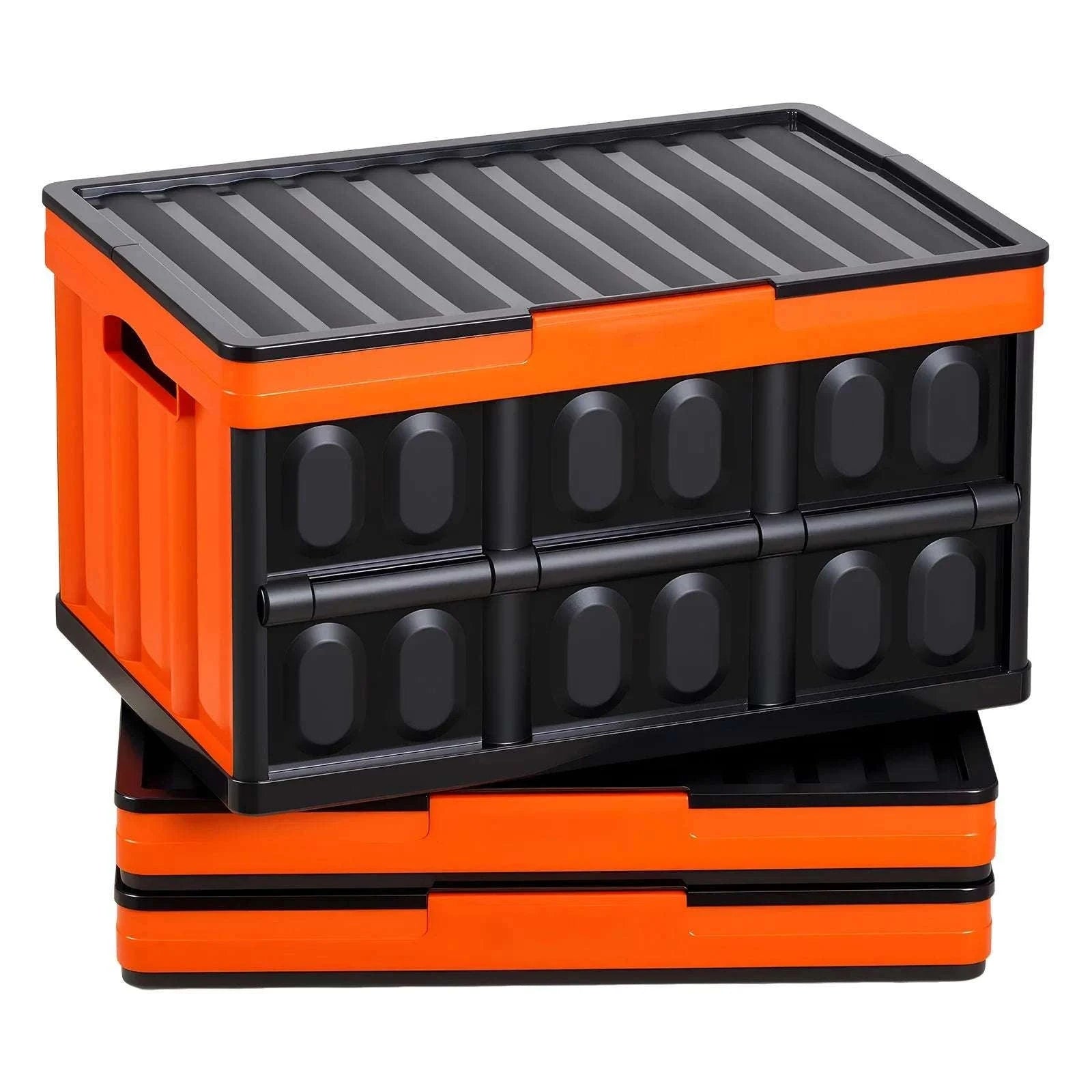 45L Collapsible Storage Bins (3 Pack) Stackable Crates with Lids-45L / United States