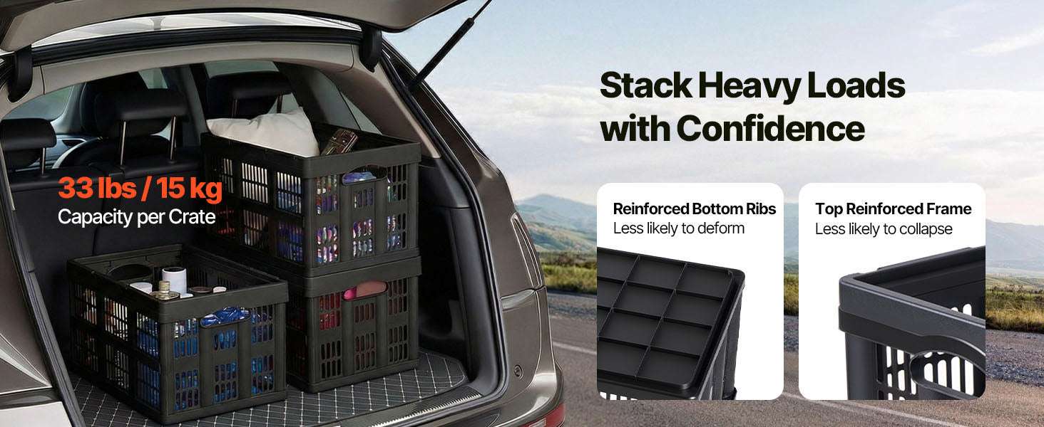 45L Collapsible Storage Bins 3-Pack Stackable Folding Crates-45L / United States