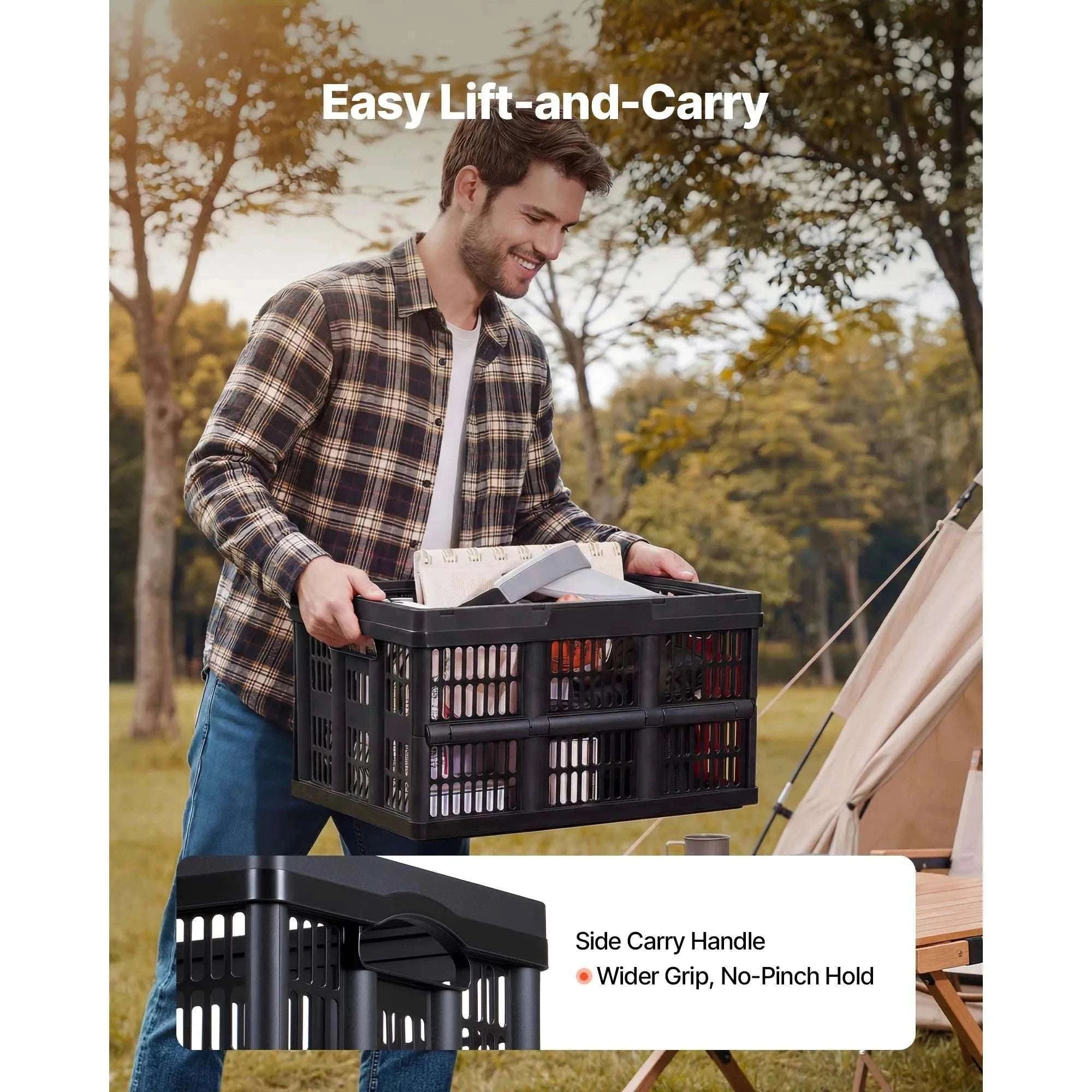 45L Collapsible Storage Bins 3-Pack Stackable Folding Crates-45L / United States