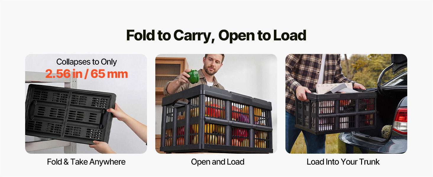 45L Collapsible Storage Bins 3-Pack Stackable Folding Crates-45L / United States