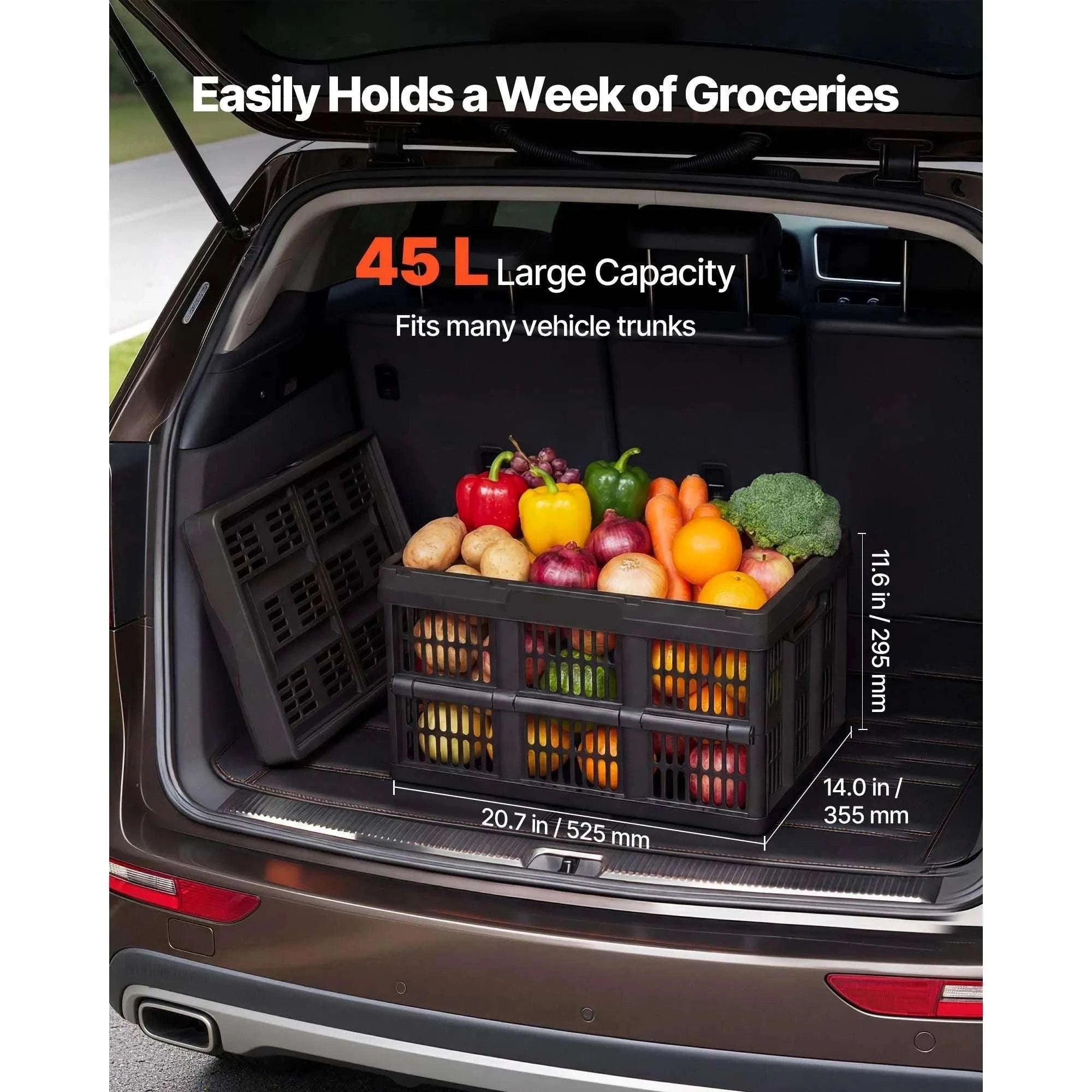 45L Collapsible Storage Bins 3-Pack Stackable Folding Crates-45L / United States