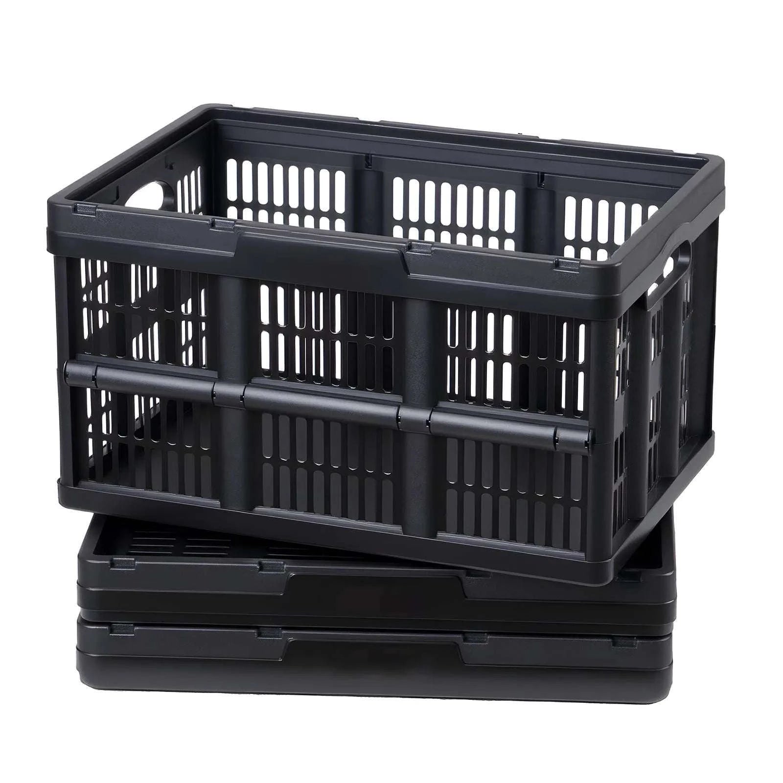 45L Collapsible Storage Bins 3-Pack Stackable Folding Crates-45L / United States