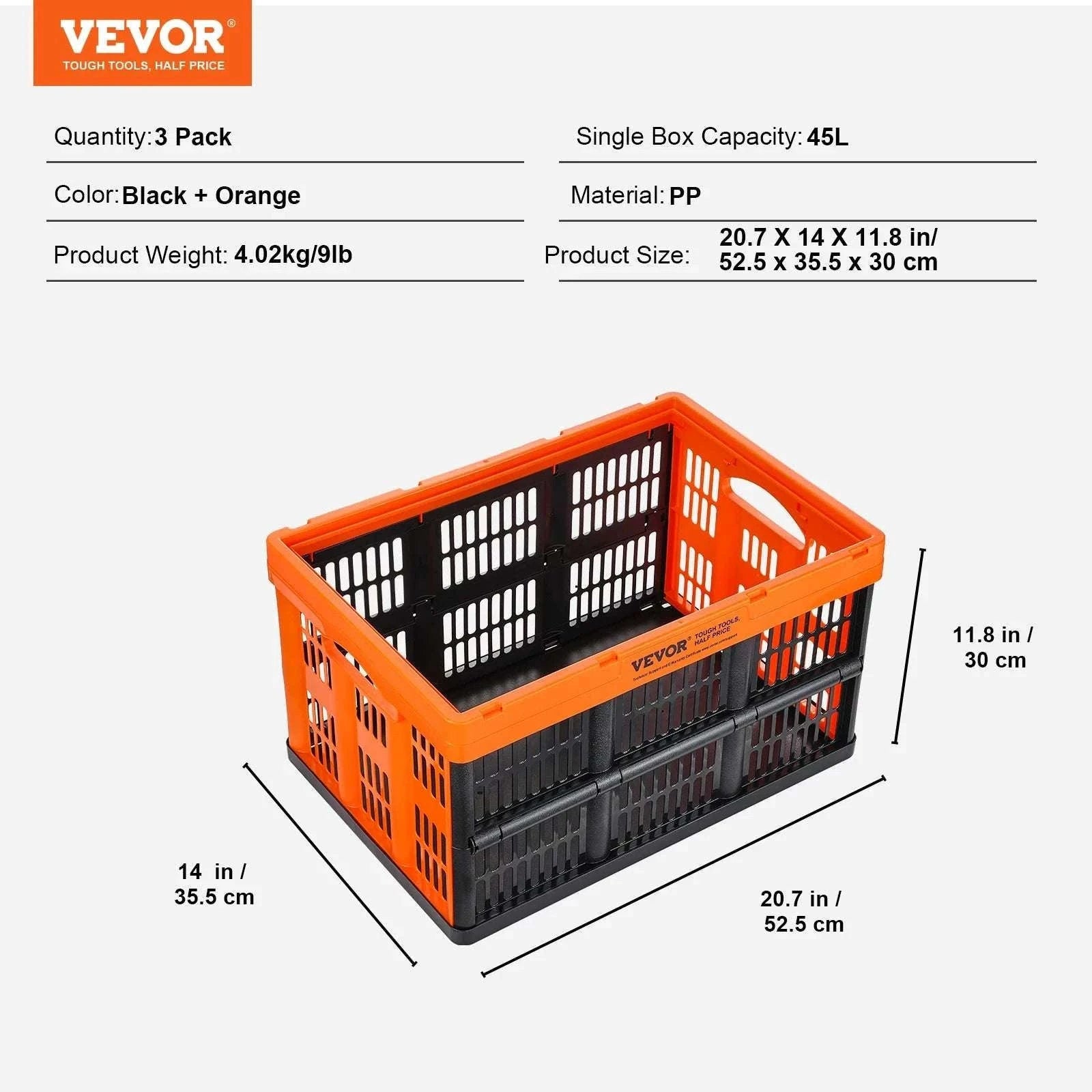 45L Collapsible Storage Bins with Handles – Stackable Folding Basket Set-3PCS / CZECH REPUBLIC