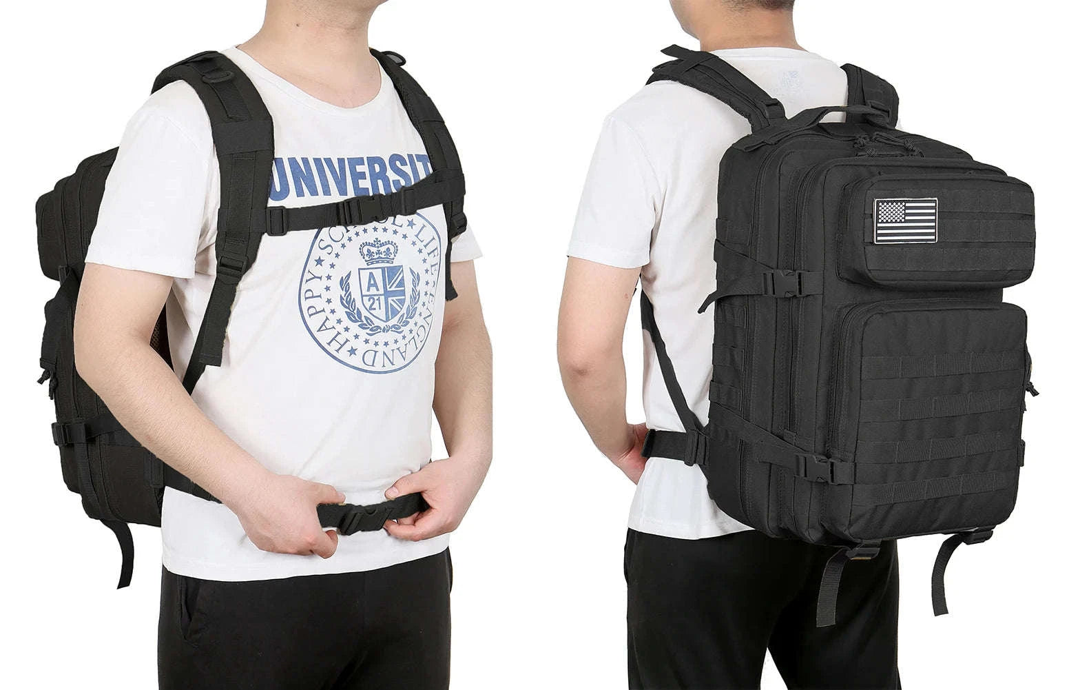 45L Large Capacity Tactical Backpack-Black / United States