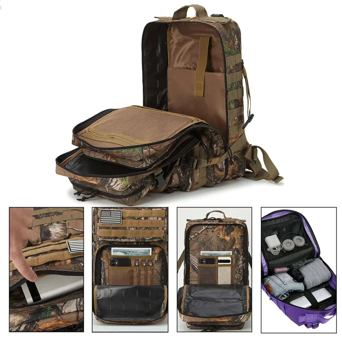 45L Tactical Backpack for Hiking, Camping and Hunting-Red / Poland