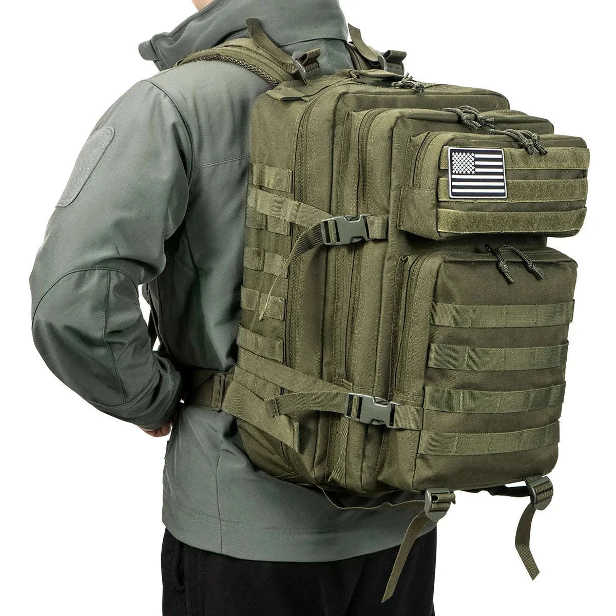 45L Tactical Backpack Large Capacity Outdoor Rucksack-Red Plaid / spain