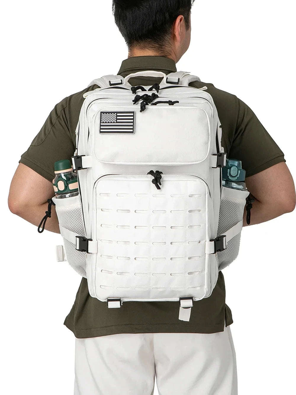 45L Tactical Backpack with Double Cup Holder-Khaki / United States