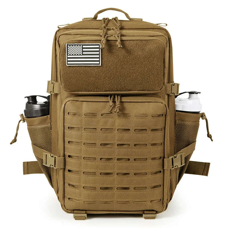 45L Tactical Backpack with Double Cup Holder-Khaki / United States