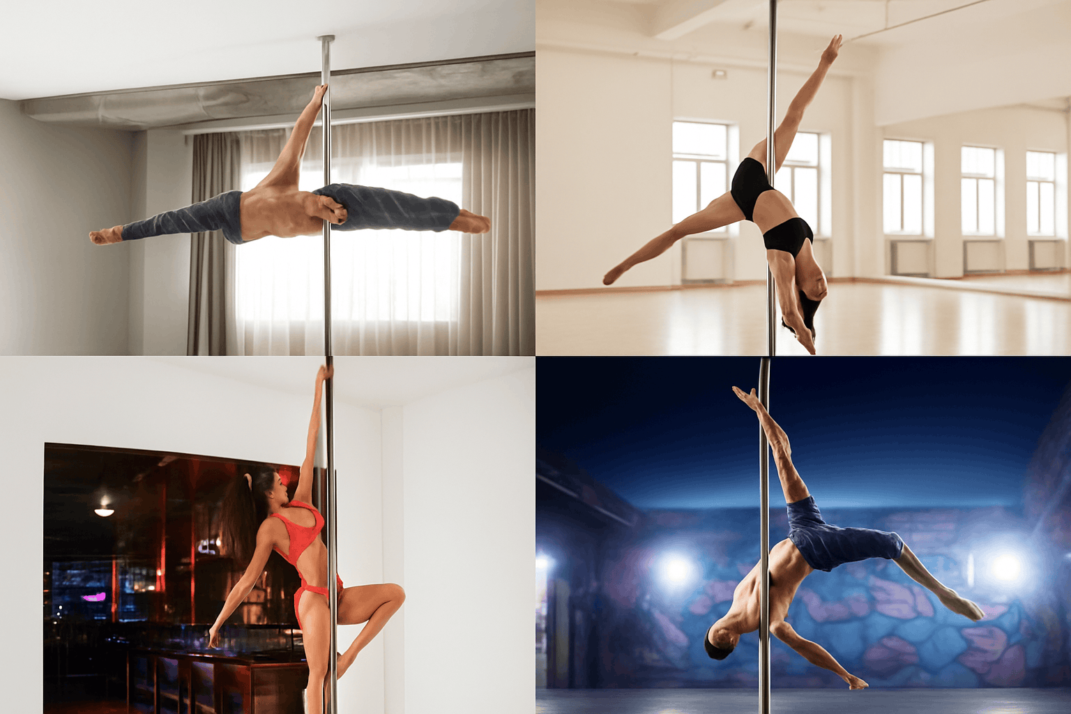 45mm Spinning & Static Dance Pole Kit Adjustable 88–111 Inches-CZECH REPUBLIC / 86x104in