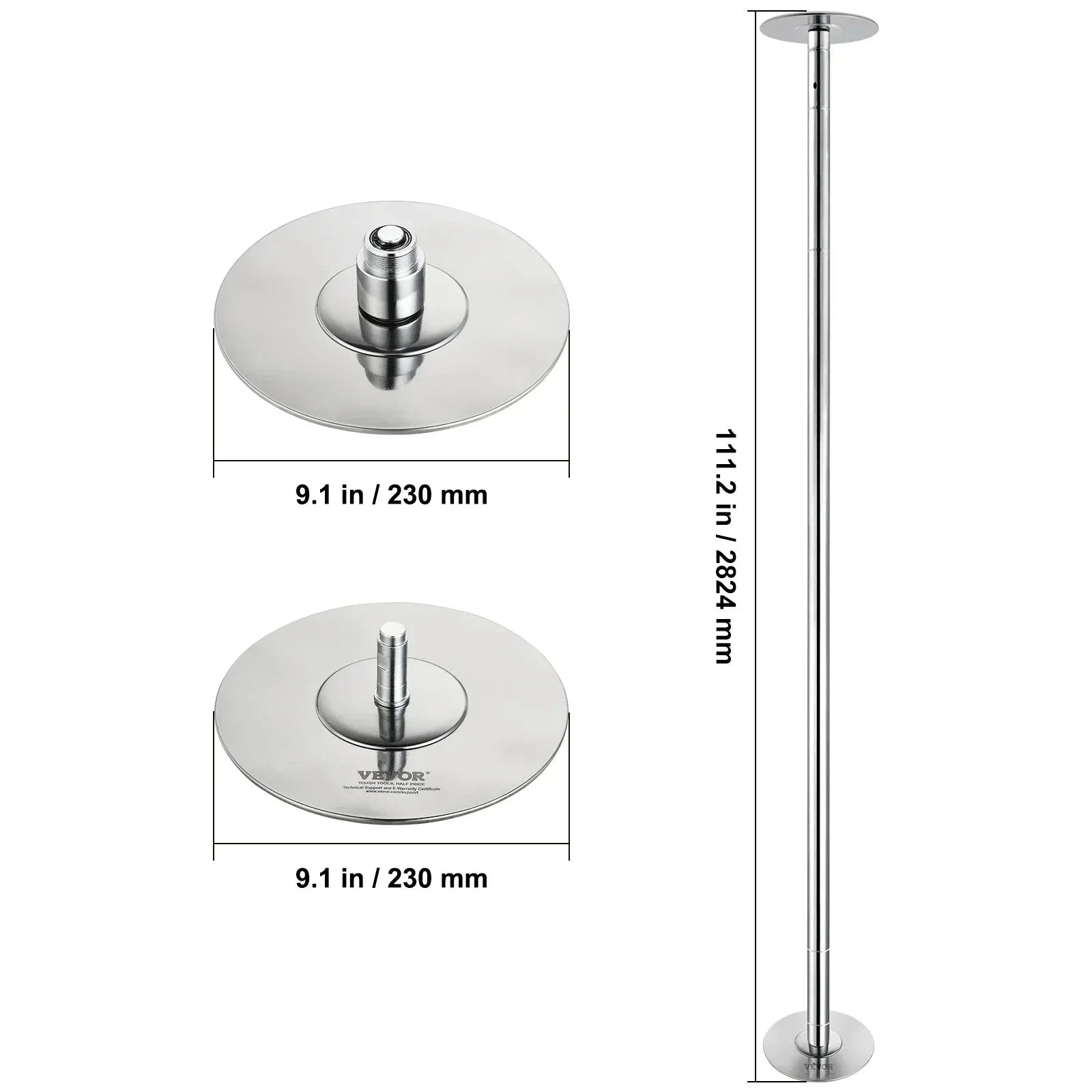 45mm Spinning & Static Dance Pole Kit Adjustable 88–111 Inches-CZECH REPUBLIC / 86x104in
