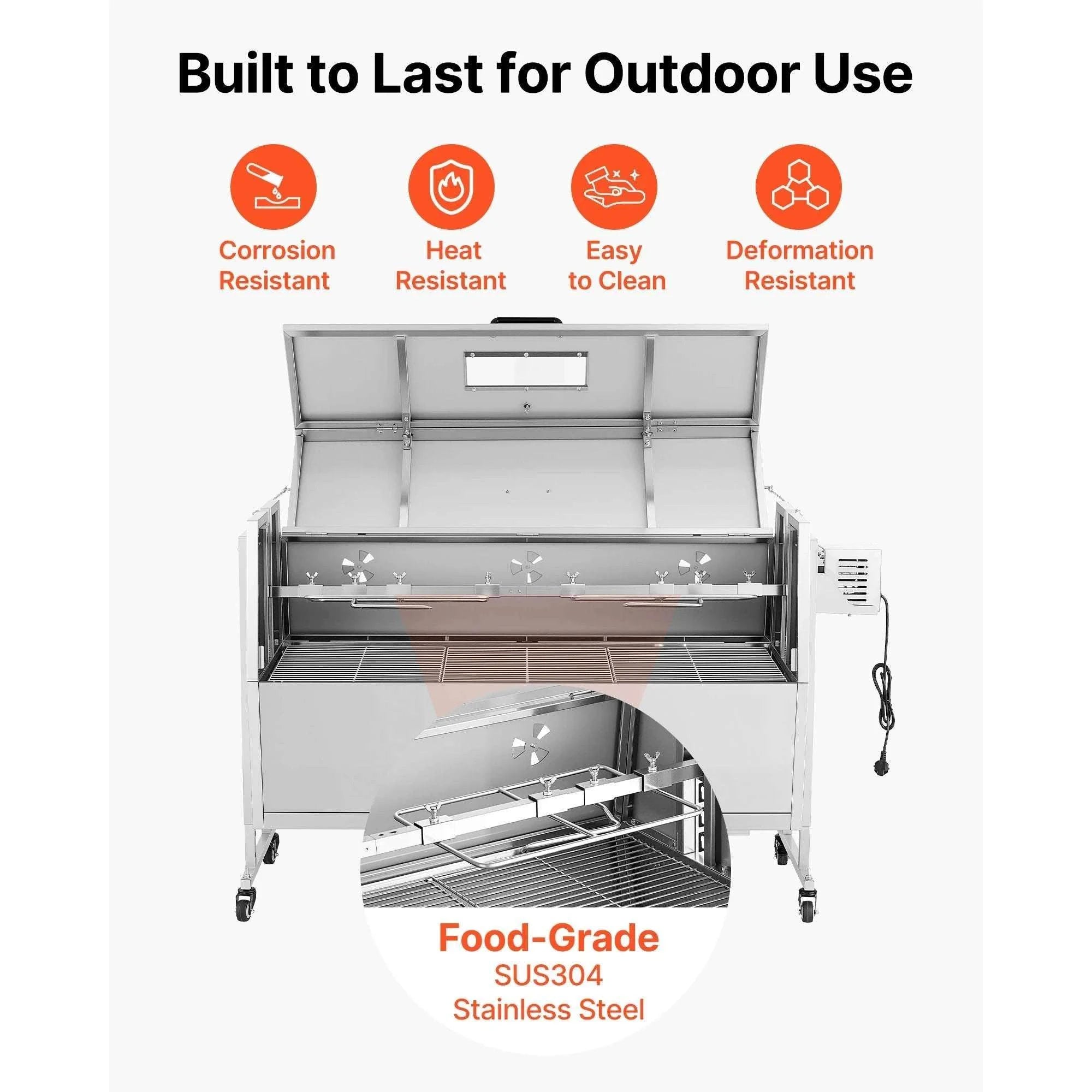 46" Rotisserie Grill with 132lb Capacity and 4-Level Heat Control-46inch / United States