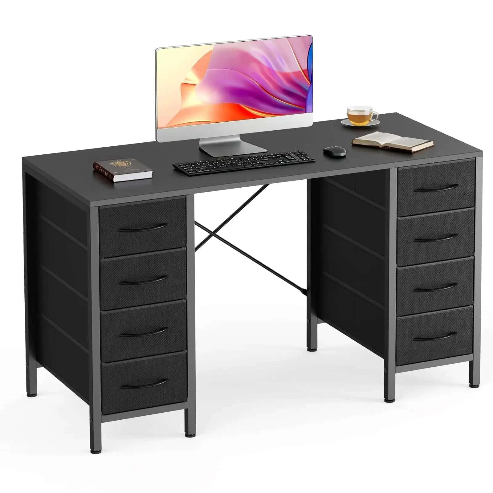 47 Inch Computer Desk with 8 Drawers Storage & Sturdy Frame-black / United States